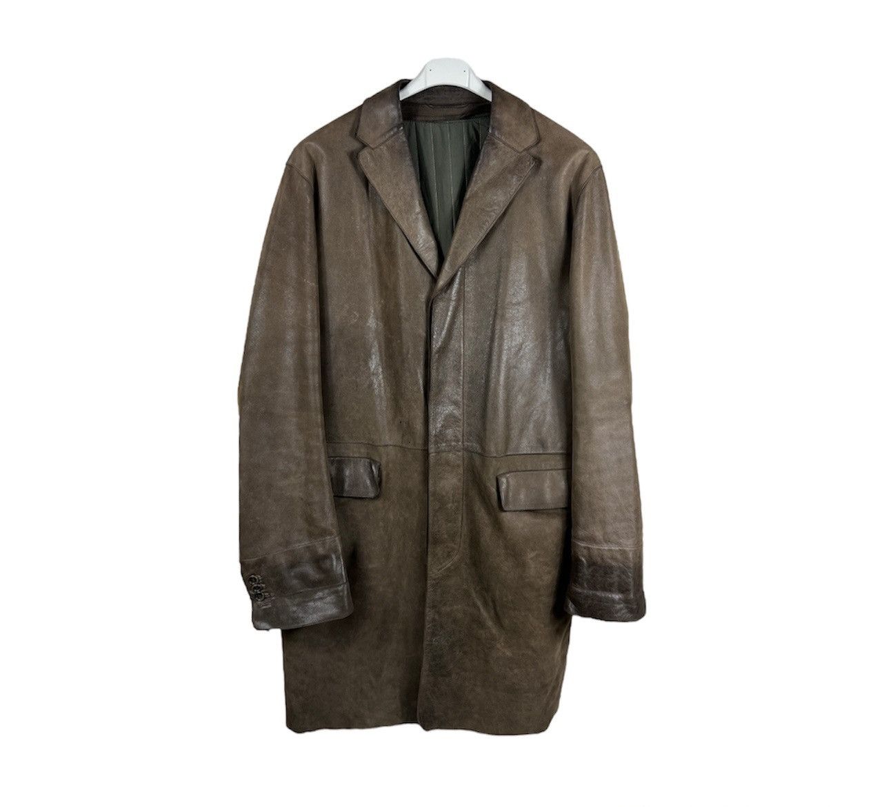 Kenzo Vintage Kenzo leather long coat distressed jacket Size US XL / EU 56 / 4 - 1 Thumbnail
