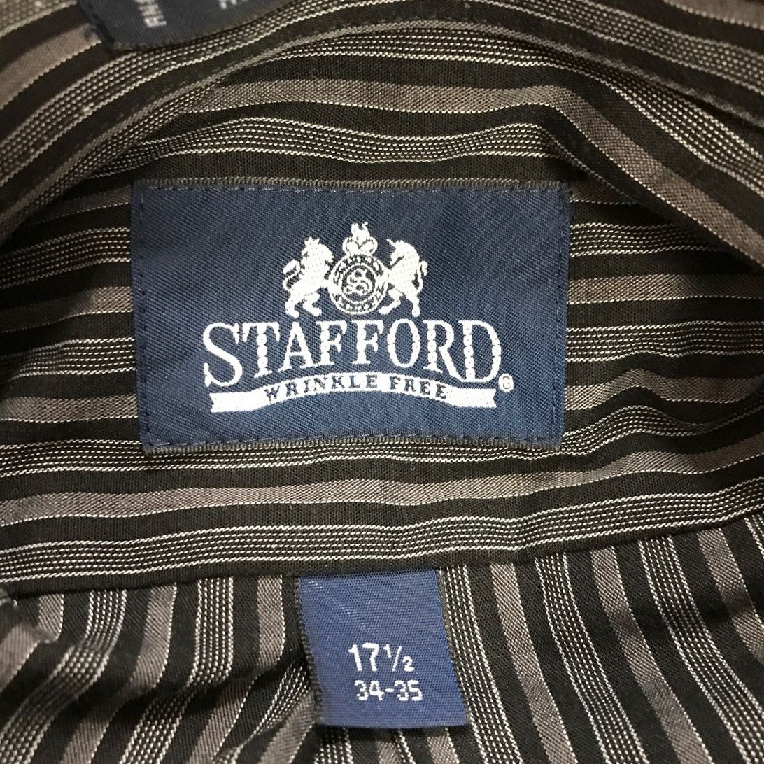 Stafford Stafford Black Striped Collared Long Sleeve Shirt 3XL Size US XXL / EU 58 / 5 - 3 Thumbnail