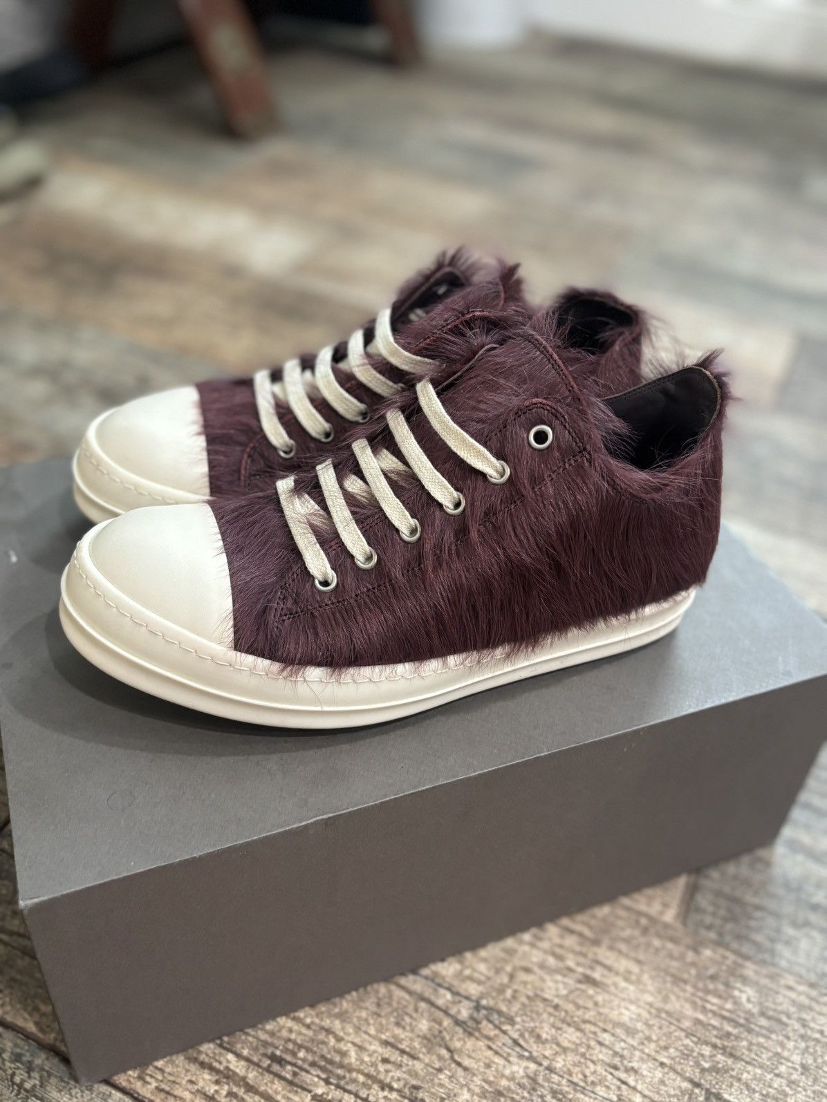 Rick Owens Amethyst and Milk Pony Hair Ramones Low Size US 7 / EU 40 - 1 Thumbnail