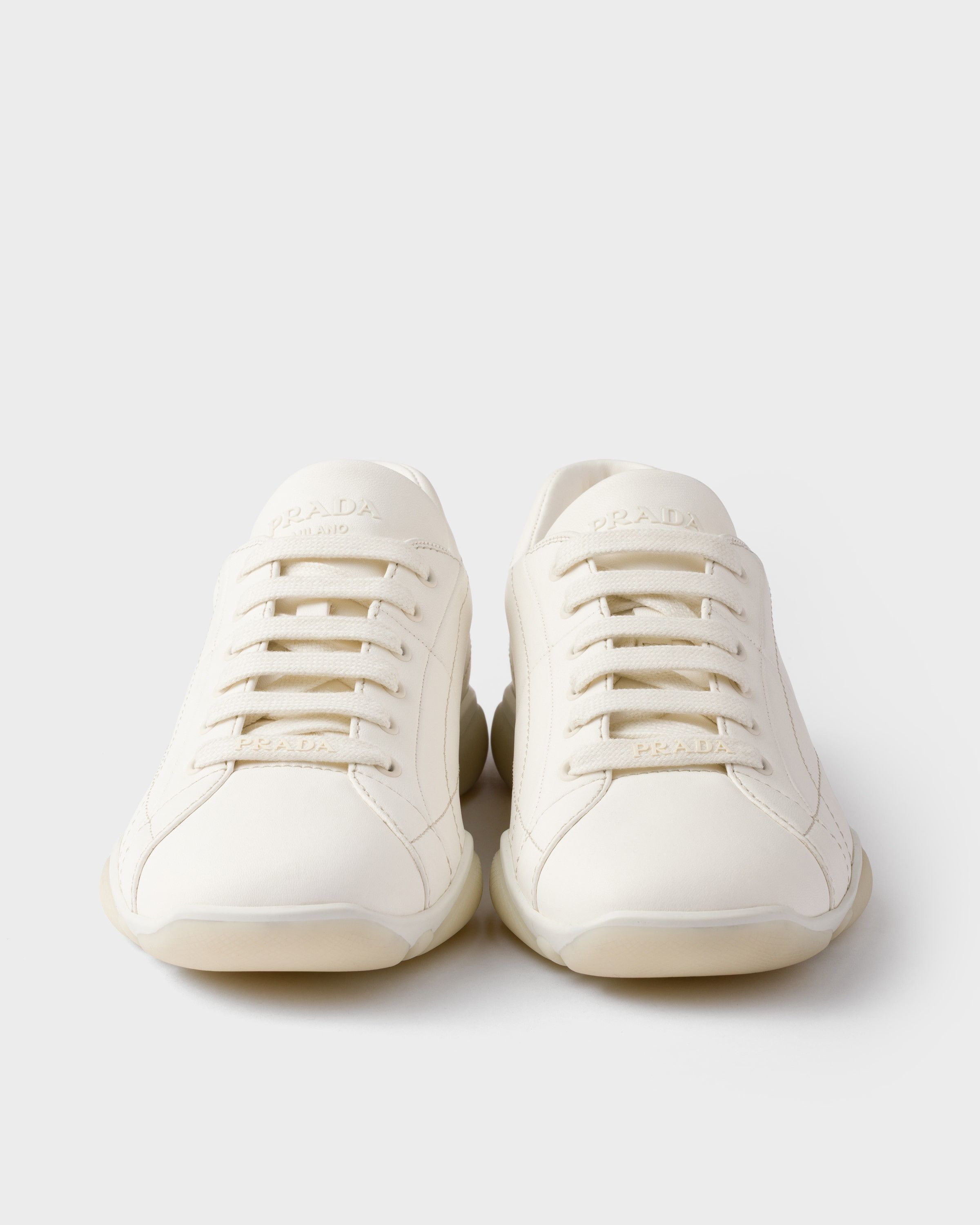 Prada o1bcso1str1025 Nappa Leather Sneakers in Ivory Size US 9 / EU 42 - 5 Thumbnail