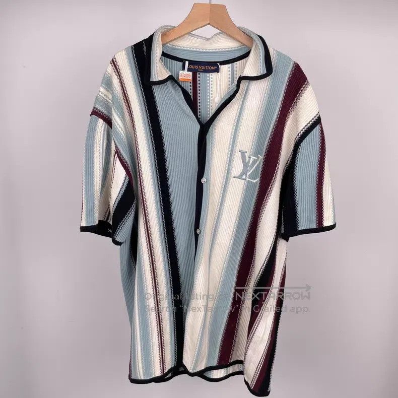 Louis Vuitton Louis Vuitton 25ss white and blue striped knitted short-sl Size US M / EU 48-50 / 2 - 1 Thumbnail