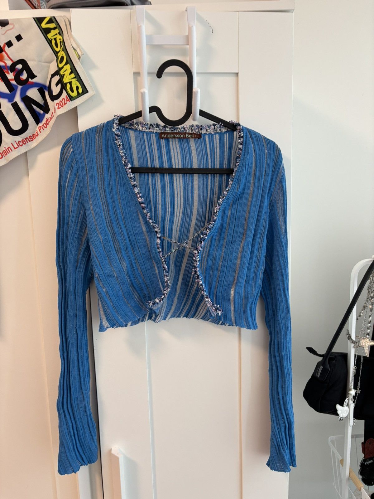 Anderson Bell Blue Stripe Chic Crop Top