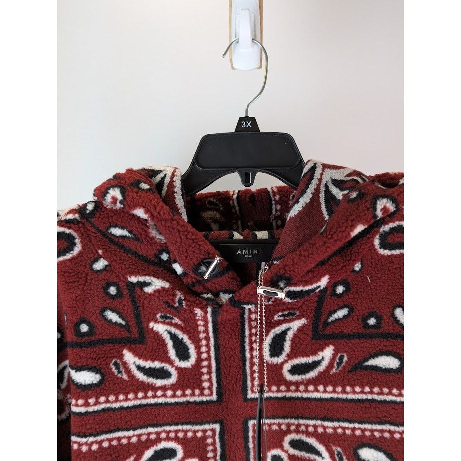 Amiri o1rshd1 Printed Bandana Fleece Hoodie in Red/Black Size US S / EU 44-46 / 1 - 7 Thumbnail