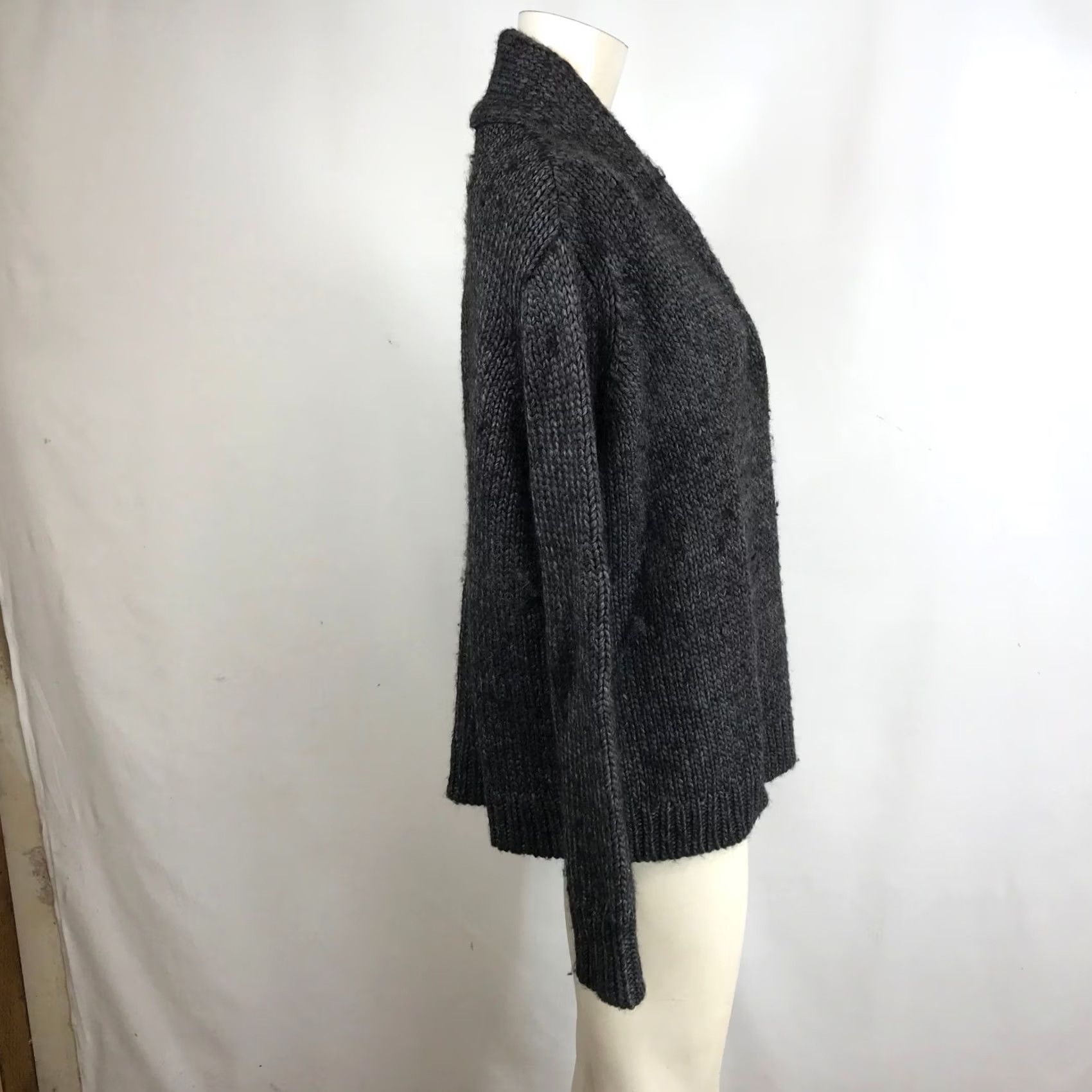 Joie Joie Knit Cardigan Sweater XS Charcoal Gray Shawl Collar Alpaca Blend Size XS / US 0-2 / IT 36-38 - 4 Thumbnail