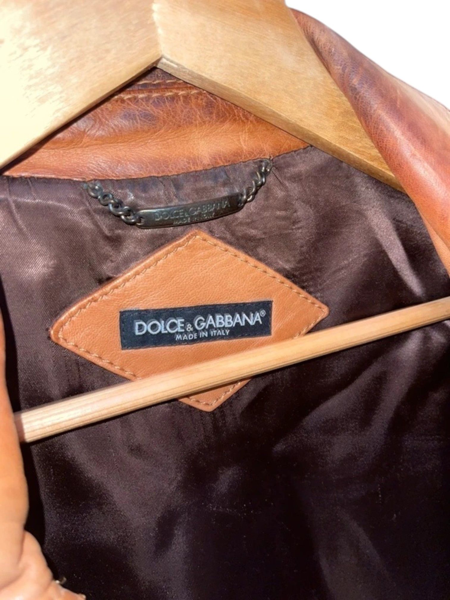 Dolce & Gabbana Dolce & Gabbana Tan Lambskin Leather Jacket, Made in Italy Size US M / EU 48-50 / 2 - 2 Thumbnail