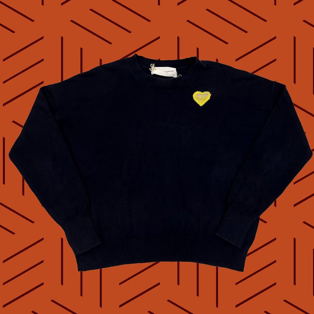 Vintage VINTAGE Kerri Rosenthal Boyfriend Sweater Womens XS Blue Heart Logo Cashmere Cotton Crew Size XS / US 0-2 / IT 36-38 - 1 Thumbnail
