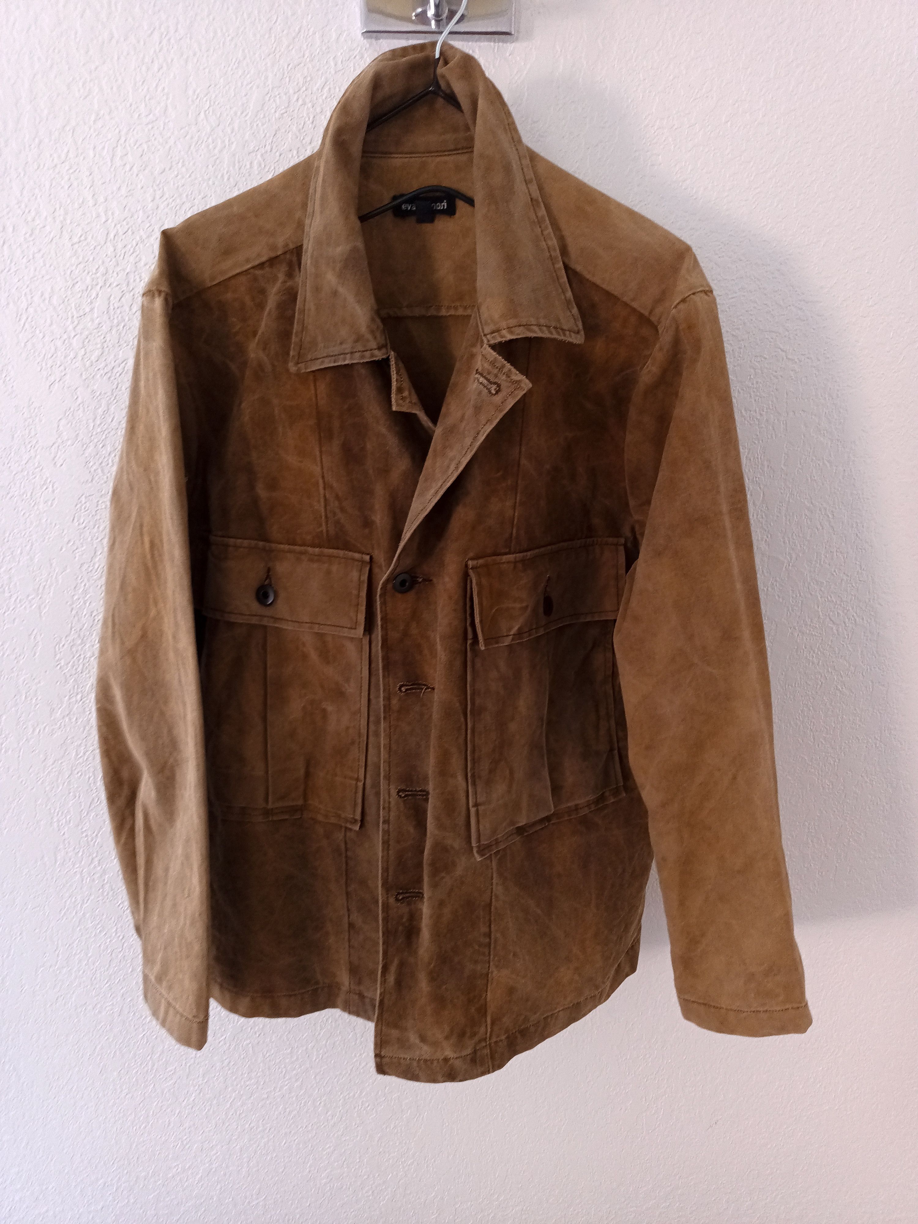 Pre-owned Evan Kinori Bellow Pocket Jacket - Persimmon Dyed Canvas In Brown