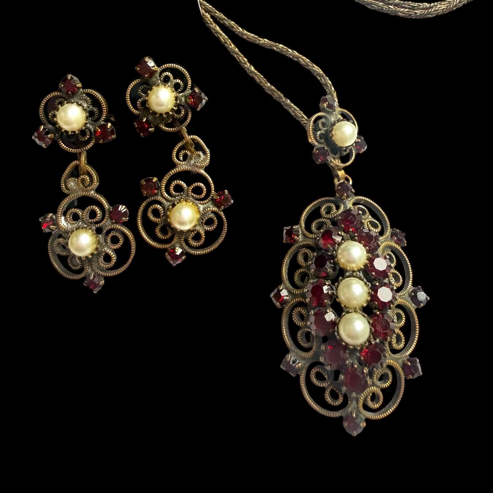 Homespun Knitwear Vintage Hobé Austro-Hungarian Rhinestone Necklace Earrings Size ONE SIZE - 5 Thumbnail