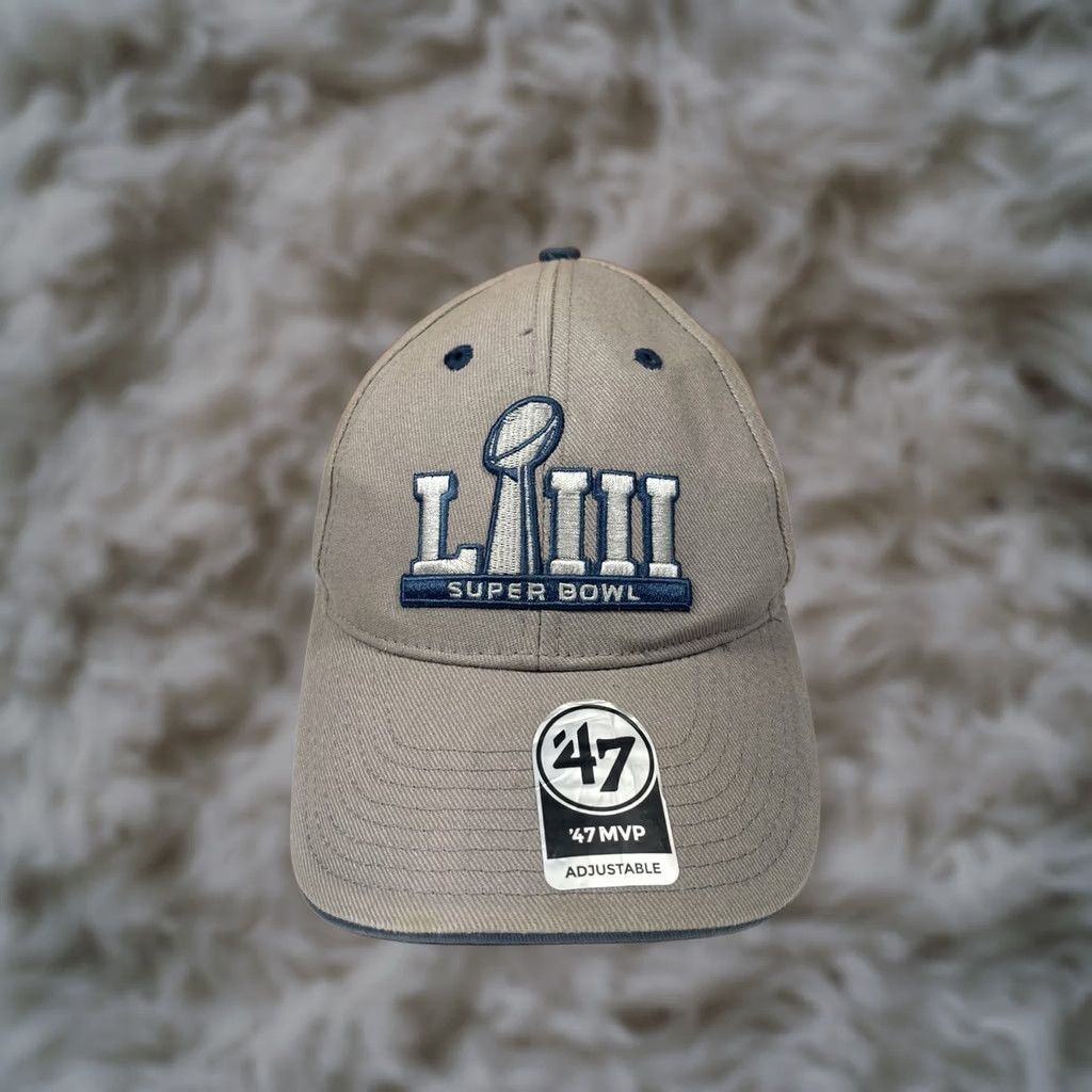 47 47 NFL MVP SuperBowl LIII 53 Gray Adult Adjustable StrapBack Hat Cap One Size Size ONE SIZE - 1 Thumbnail