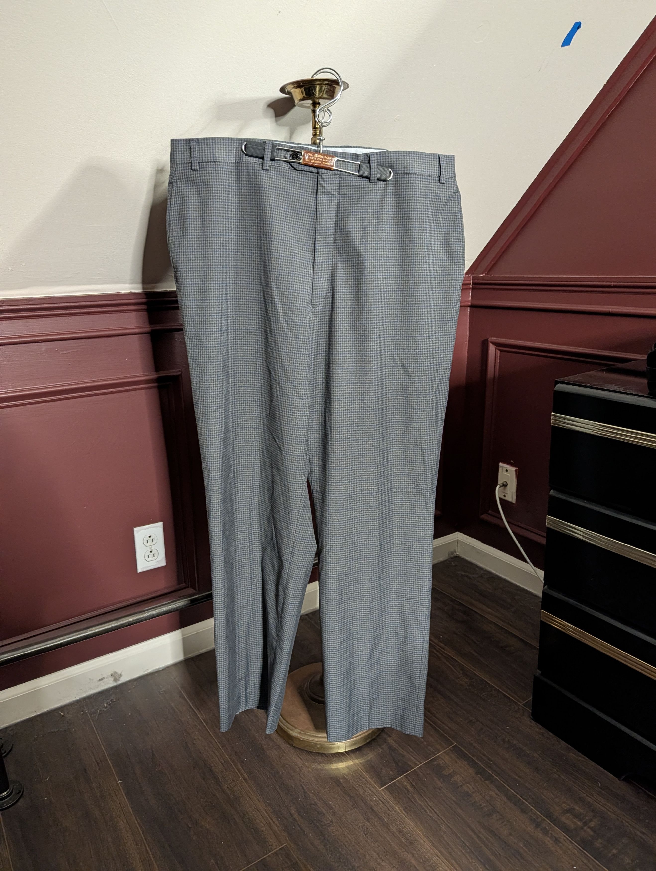 RRL Ralph Lauren RRL gray/green plaid flat front pants / trousers 37.5" Size US 37 - 1 Thumbnail