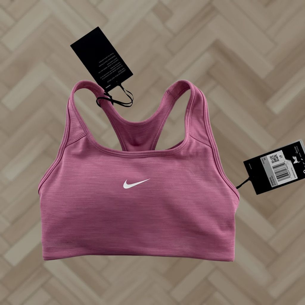 Nike Nike Medium Support Swoosh Sports Bra XS Pink Women's Athletic Bra Size ONE SIZE - 1 Thumbnail