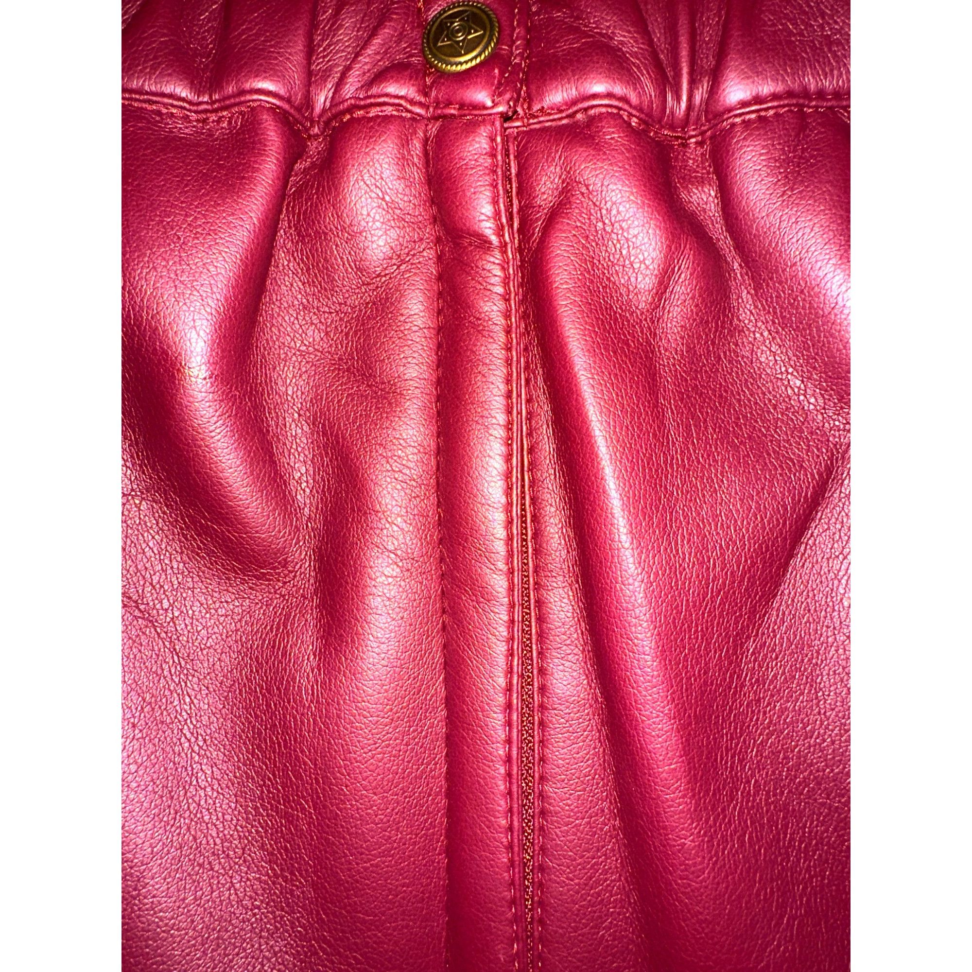 Other CCC Vintage Burgundy Faux Leather Pencil Skirt Decorative Bu Size 34" / US 12 / IT 48 - 7 Thumbnail