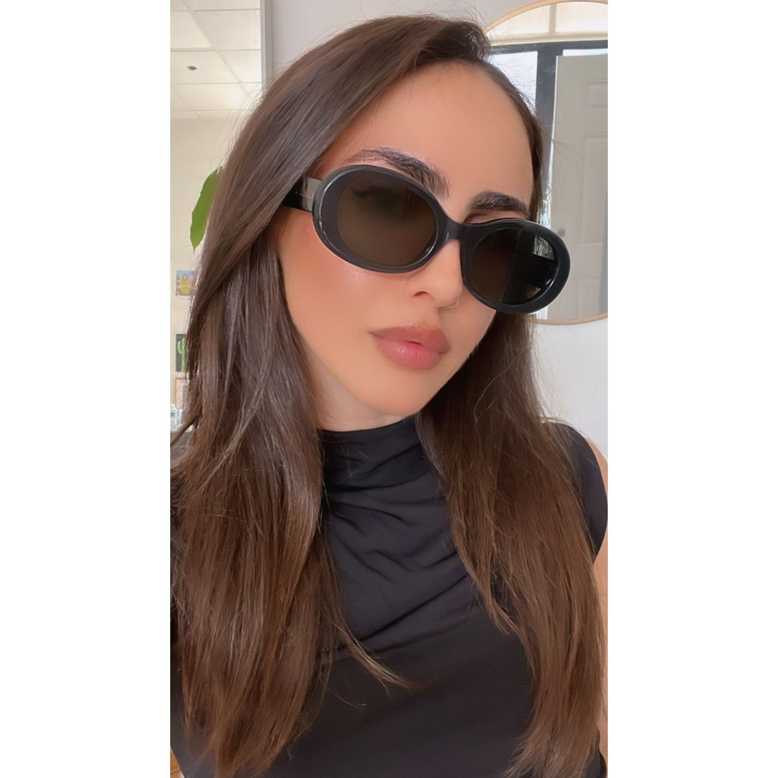 Gucci NEW Gucci GG1587S Oval Black Sunglasses Size ONE SIZE - 4 Thumbnail