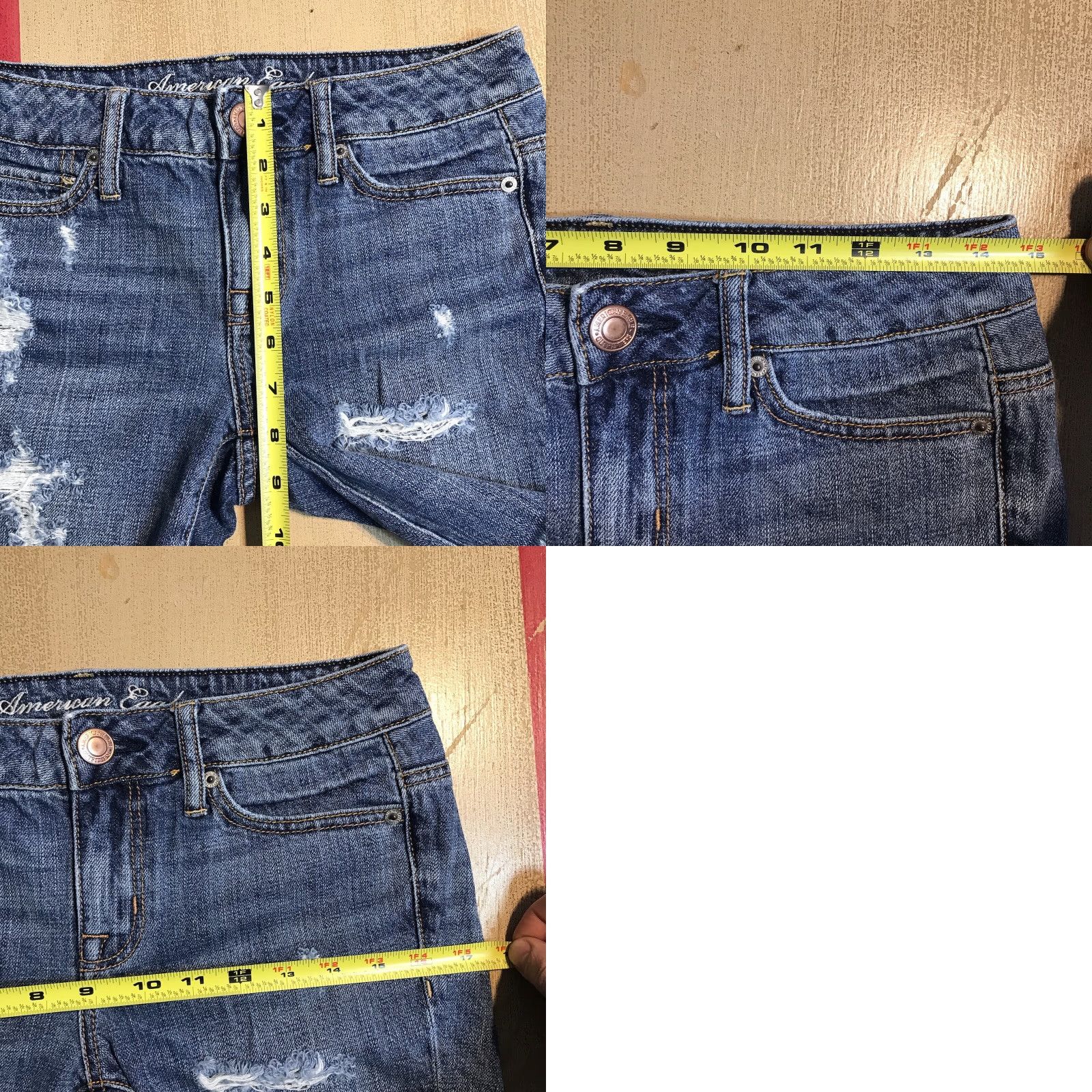 American Eagle Outfitters American Eagle Outfitters Shorts Denim Blue 00 Regular 7 in Inseam 7.5 in Rise Medium Wash Distressed Raw Hem 5-Pocket Zipper Button Womens Shorts Size 24" / US 00 / IT 34 - 8 Thumbnail