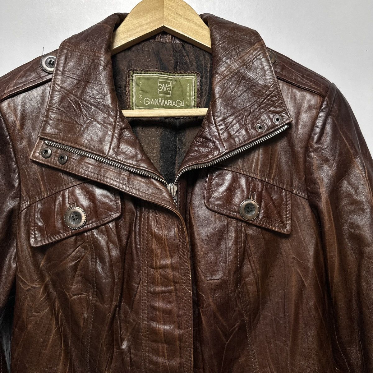 Other GianMariaGui vintage leather jacket brown luxury made ITALY Size S / US 4 / IT 40 - 4 Thumbnail