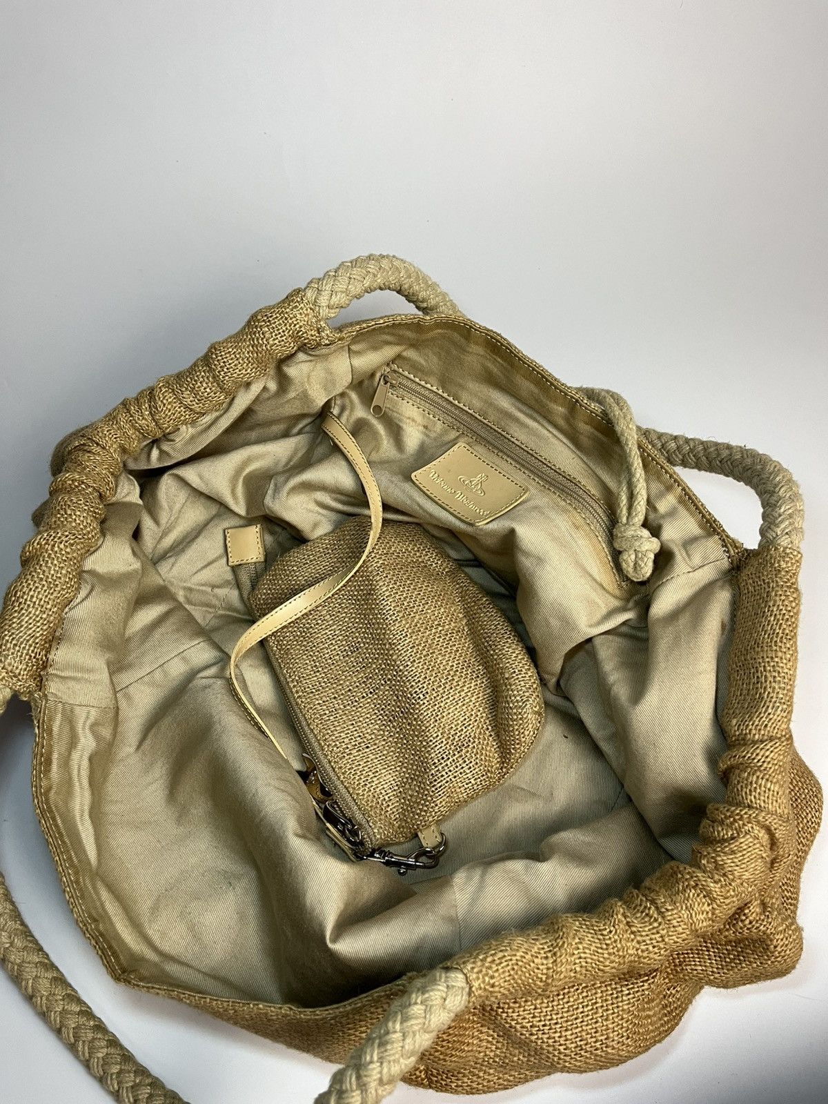 Vivienne Westwood Vivienne Westwood Beige Cloth Jute Hand Bag Size ONE SIZE - 11 Thumbnail