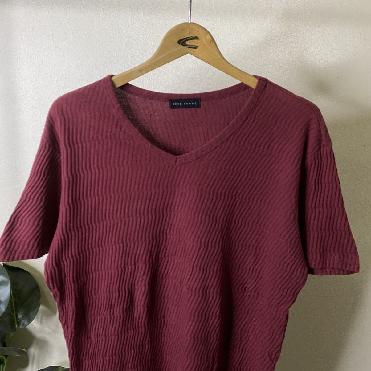 Tete Homme By Issey Miyake Burgundy Blank Tshirt Nice Design Size US L / EU 52-54 / 3 - 2 Thumbnail