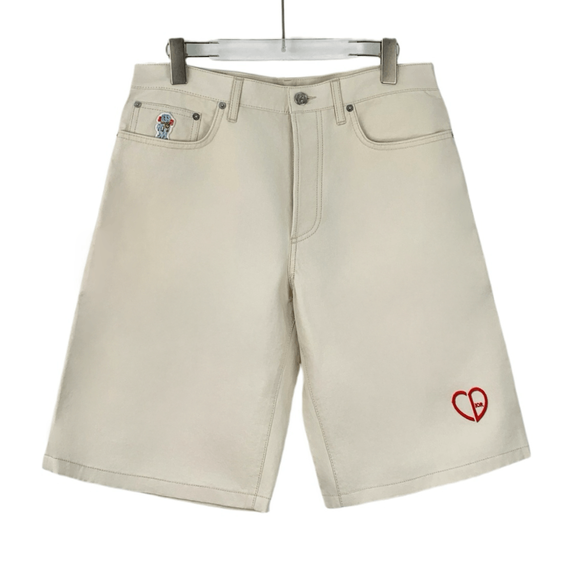 Dior Dior Shorts – 2024 Ivory Heart Cotton Denim (Size 31) Size 31" - 1 Thumbnail