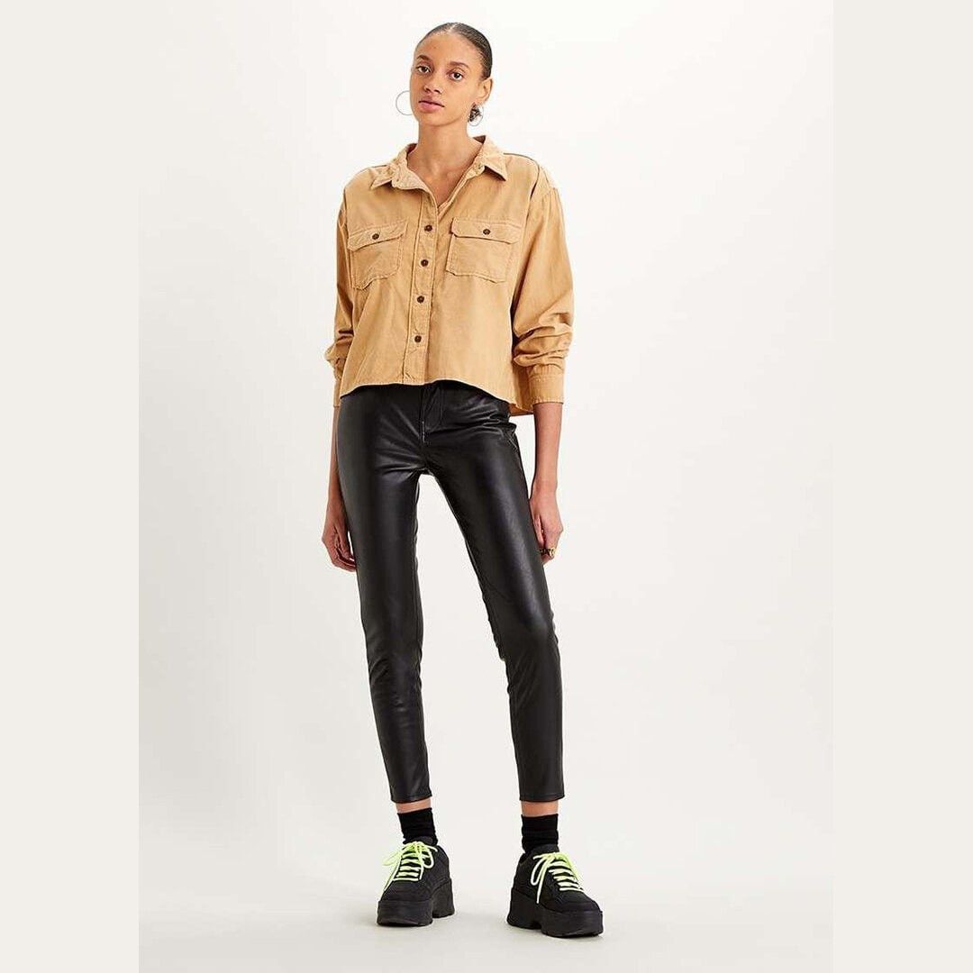 Levi's Vintage Levi's 720 Black Faux Leather high rise skinny Pants Size 29" - 5 Thumbnail