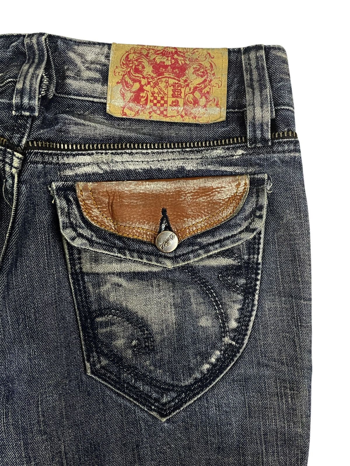 Hysteric Glamour × Japanese Brand × Tornado Mart Casva Japan Leather Pockets Flare Jeans Size US 30 / EU 46 - 7 Thumbnail