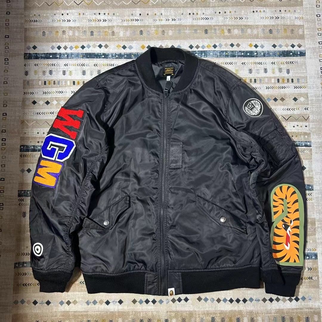 image of Bape Shark Ma-1 Jacket in Black, Men's (Size XL)