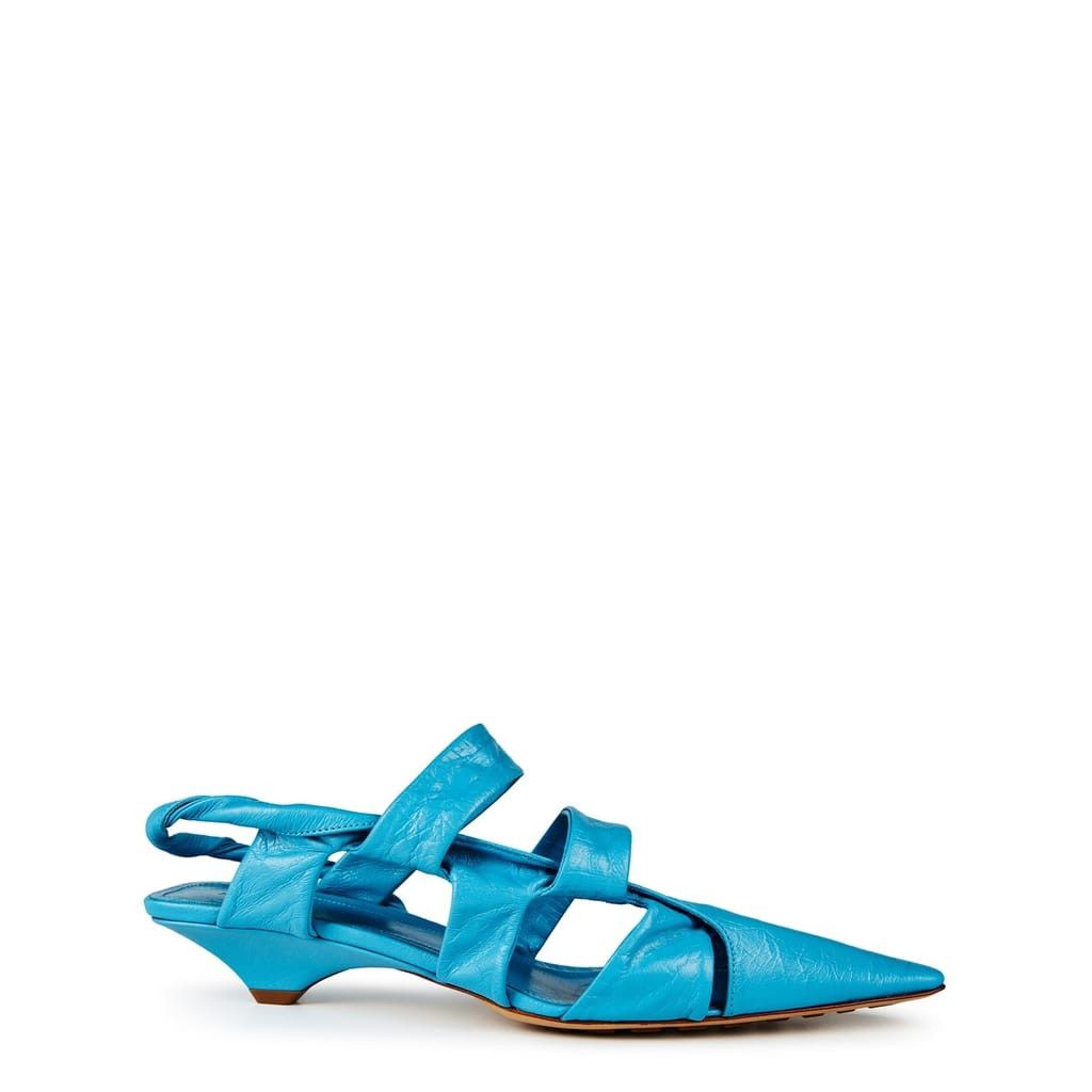 Bottega Veneta Bottega Veneta Sling Back Low Heel Wedge Sandals in Blue Size US 7.5 / IT 37.5 - 1 Thumbnail