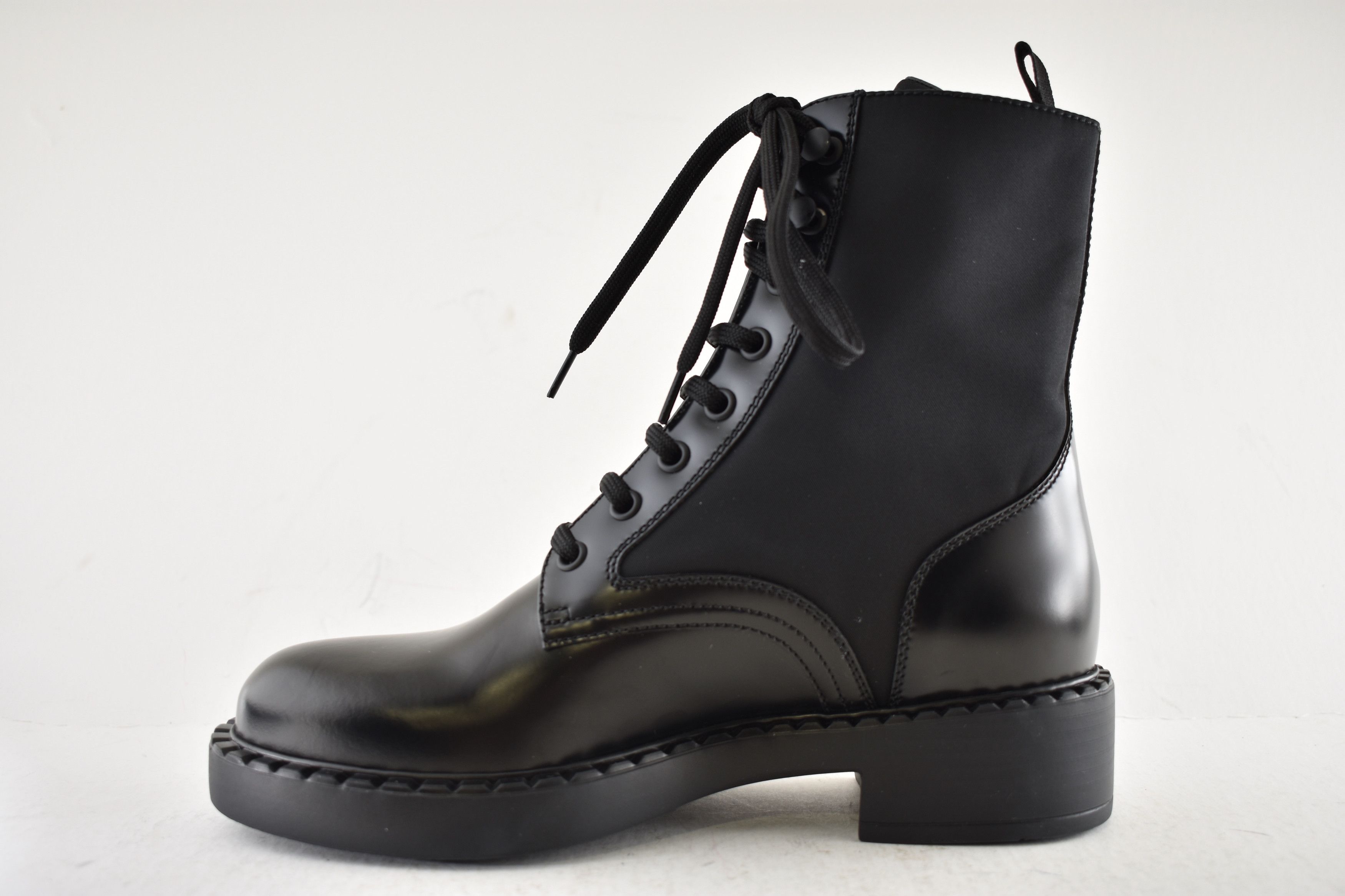 Prada Prada Black Lace Up Combat Military Ankle Mid Calf Boot 36.5 Size US 6.5 / IT 36.5 - 12 Thumbnail