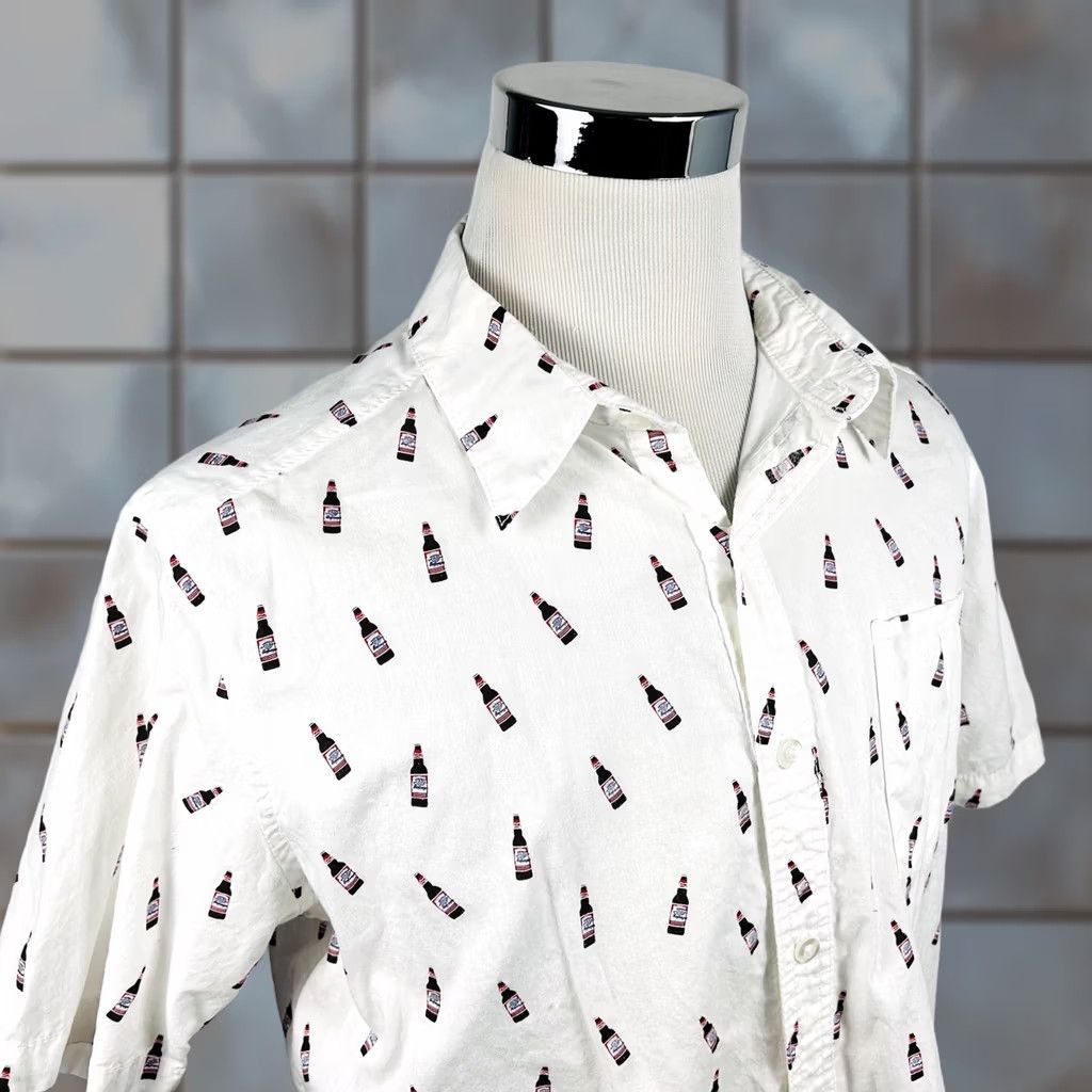 Budweiser Budweiser Shirt Hawaiian Beer Bottle Print White Cotton Short Sleeve XL Size US XL / EU 56 / 4 - 1 Thumbnail