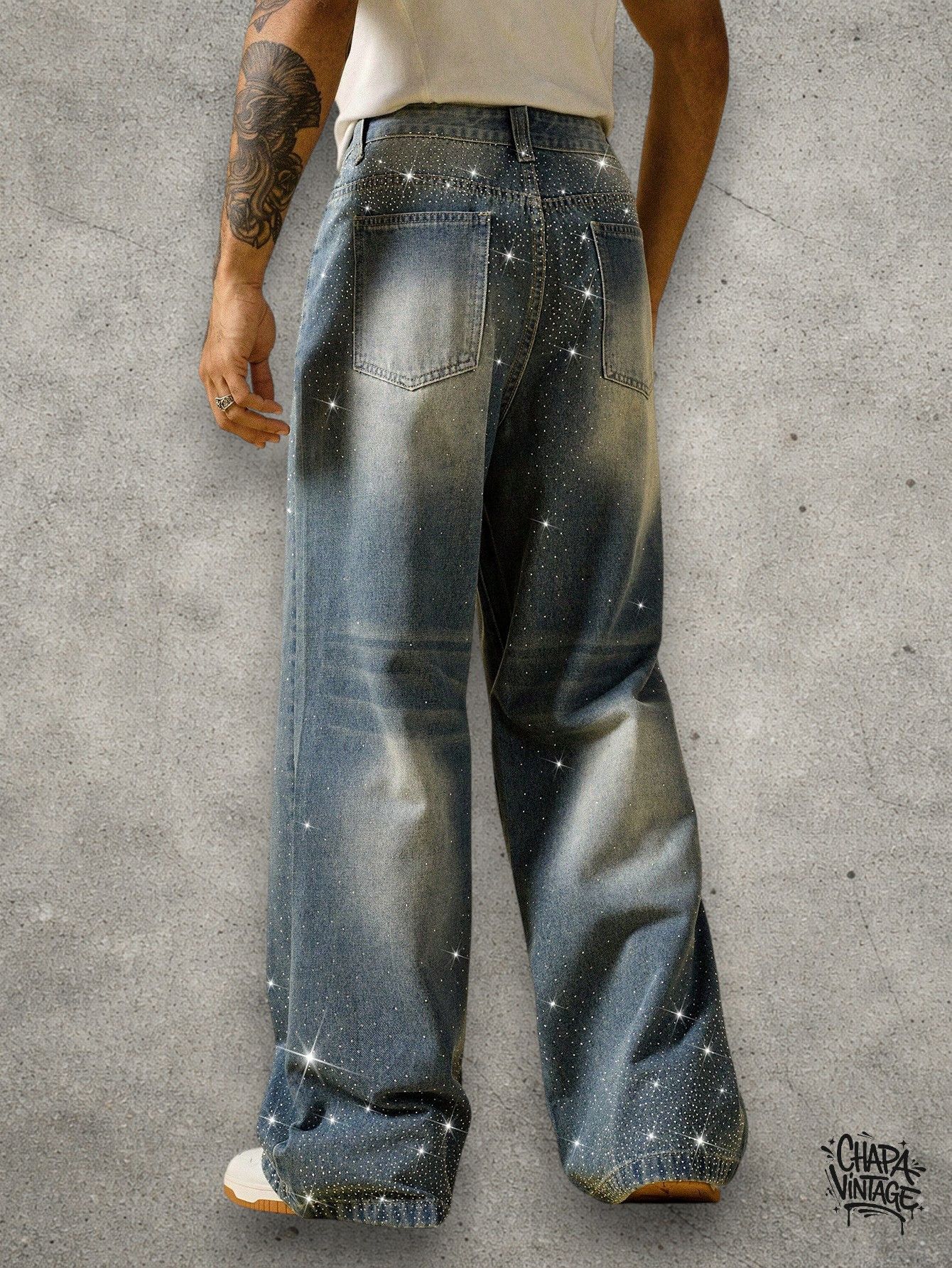 Japanese Brand Rhinestone straight jeans Size US 32 / EU 48 - 4 Thumbnail