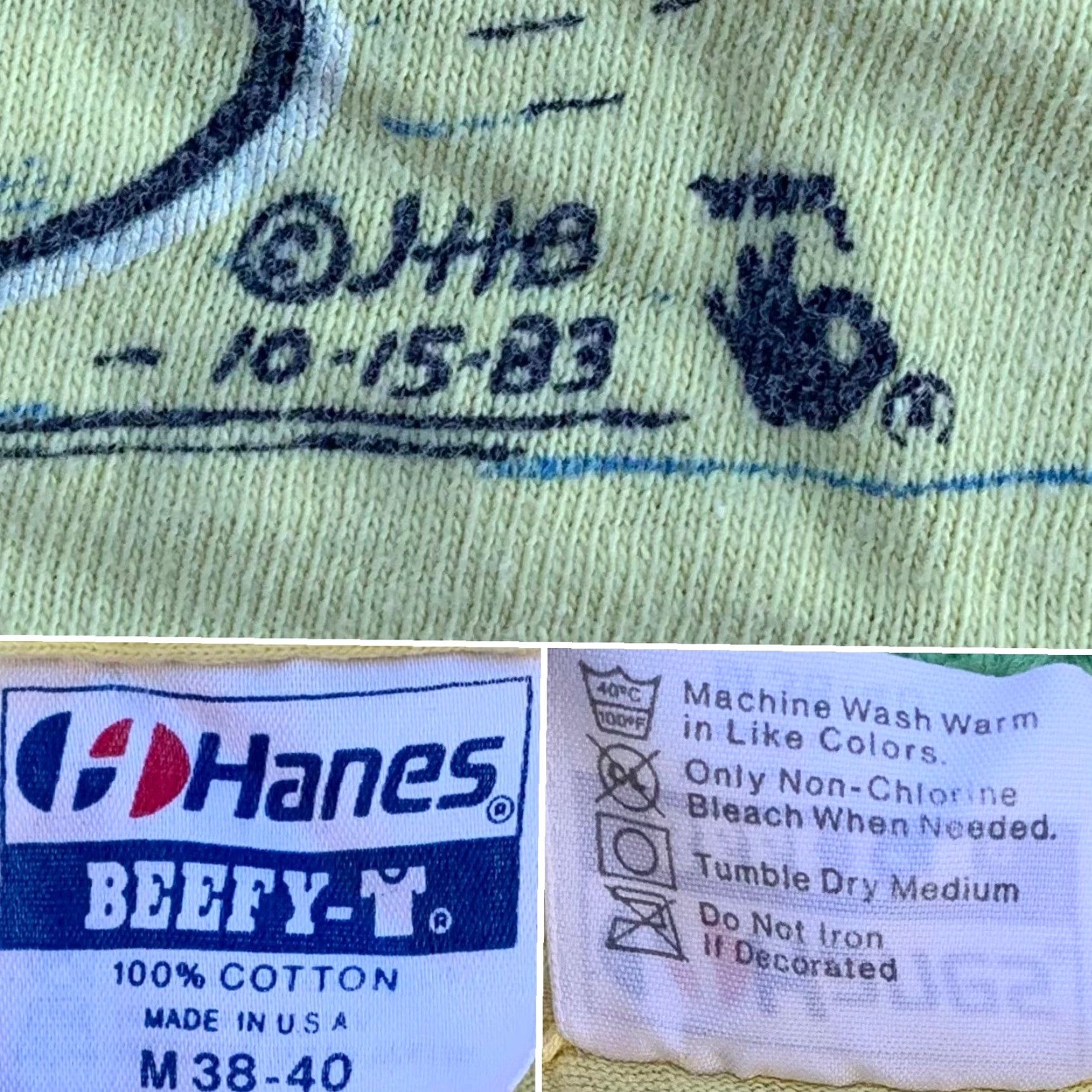 Hanes VINTAGE Hanes Beefy-T T-Shirt Men Short Sleeve Crew Neck Yellow 1980s Hawaii Surf Graphic Vintage 80s Aloha Beach Size L M 38-40 Size US L / EU 52-54 / 3 - 2 Thumbnail