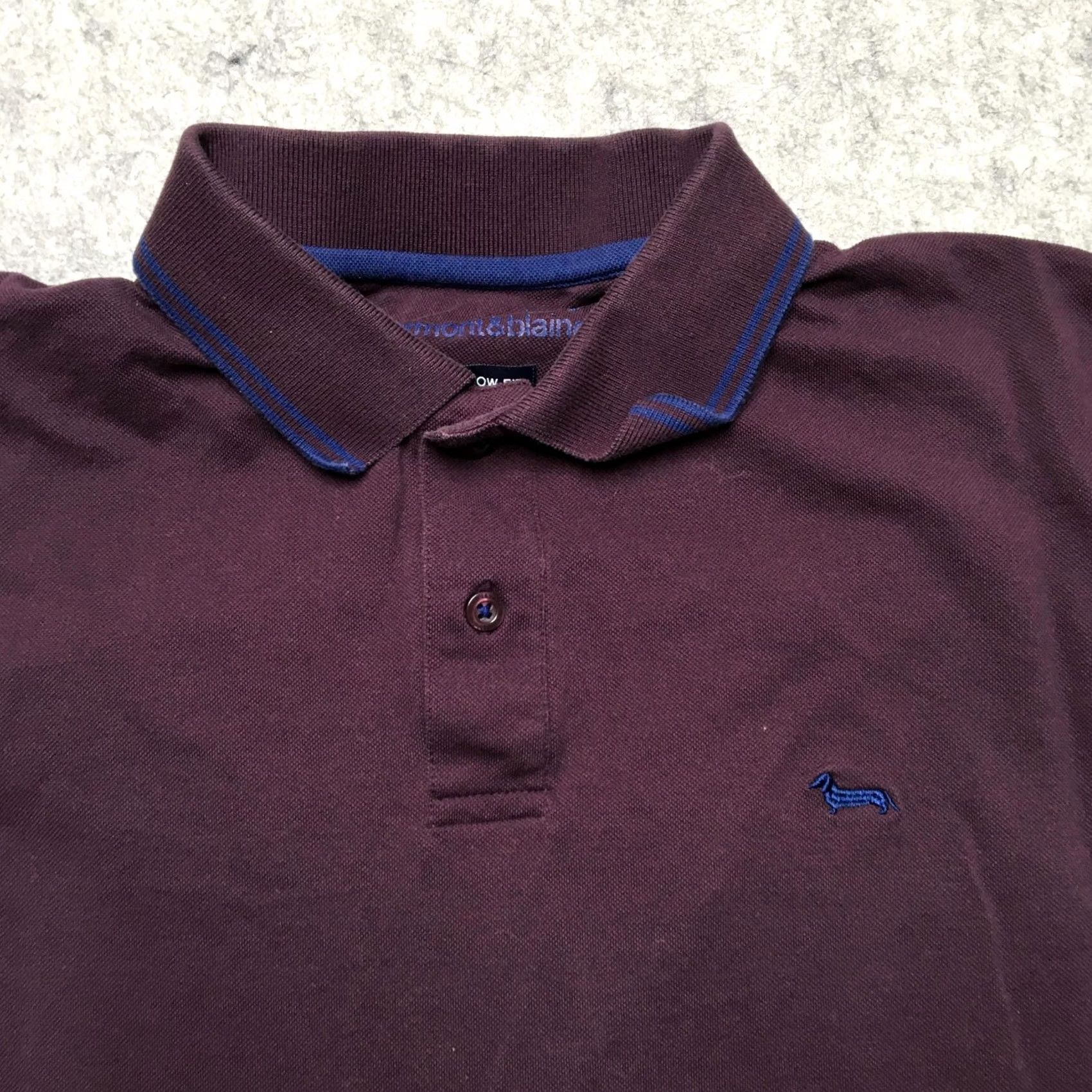 Harmont & Blaine Harmont & Blaine Polo Shirt Mens XL Burgundy Long Sleeve Narrow Fit Hound Logo Size US XL / EU 56 / 4 - 3 Thumbnail