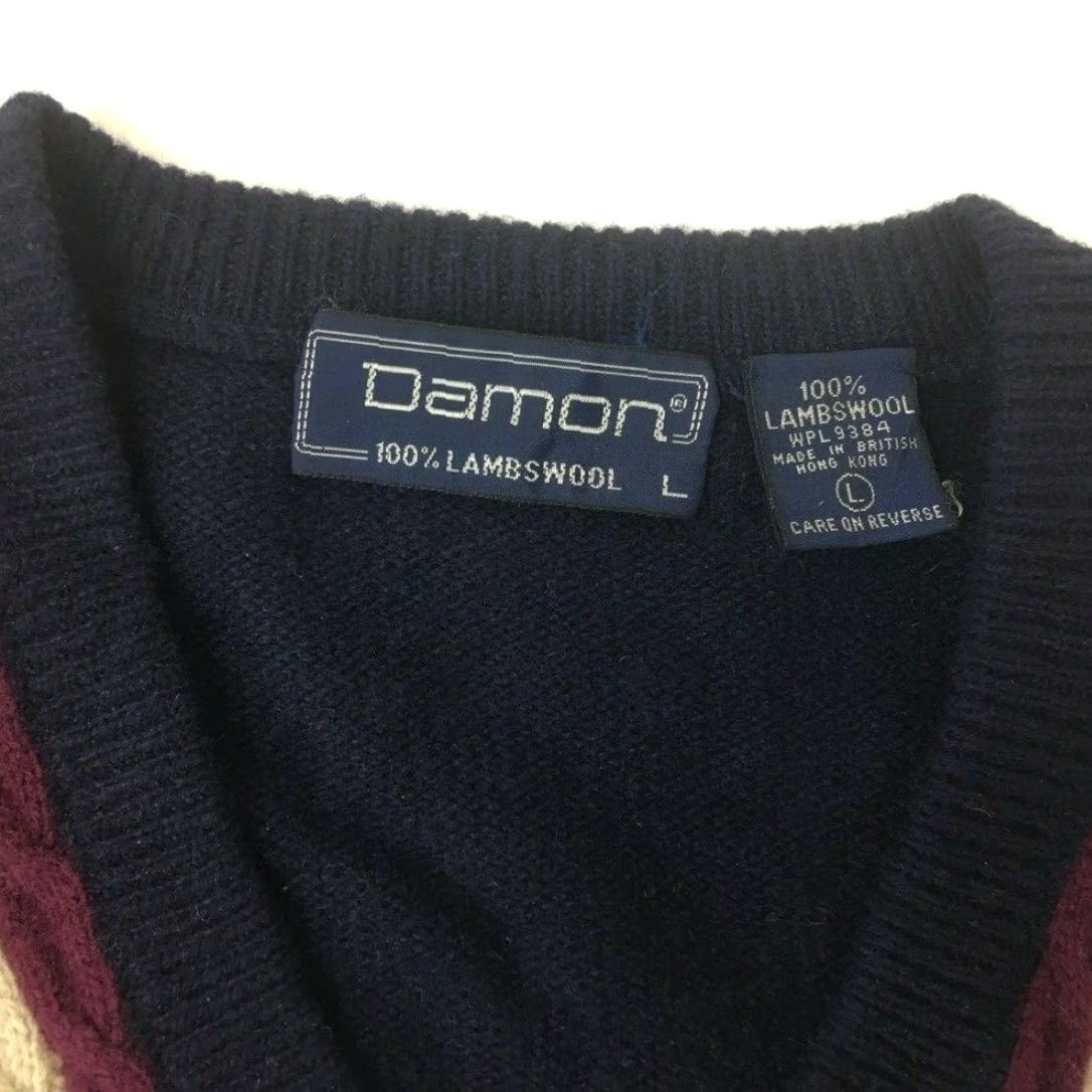 Vintage Vintage Damon Men’s Lambswool V-Neck Pullover Sweater M Navy Winter Casual Size US M / EU 48-50 / 2 - 5 Thumbnail