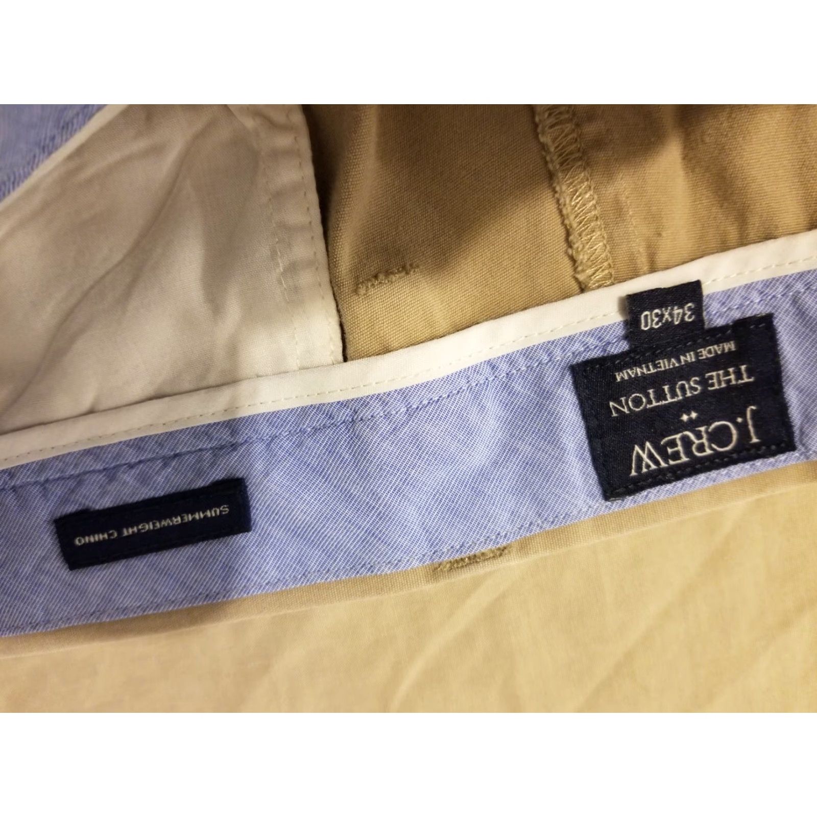 J.Crew VINTAGE Mens J. Crew Khaki Dress Pants 34x30 Cotton Slack Chino Trouser Stretch 35x28 Size US 34 / EU 50 - 5 Thumbnail