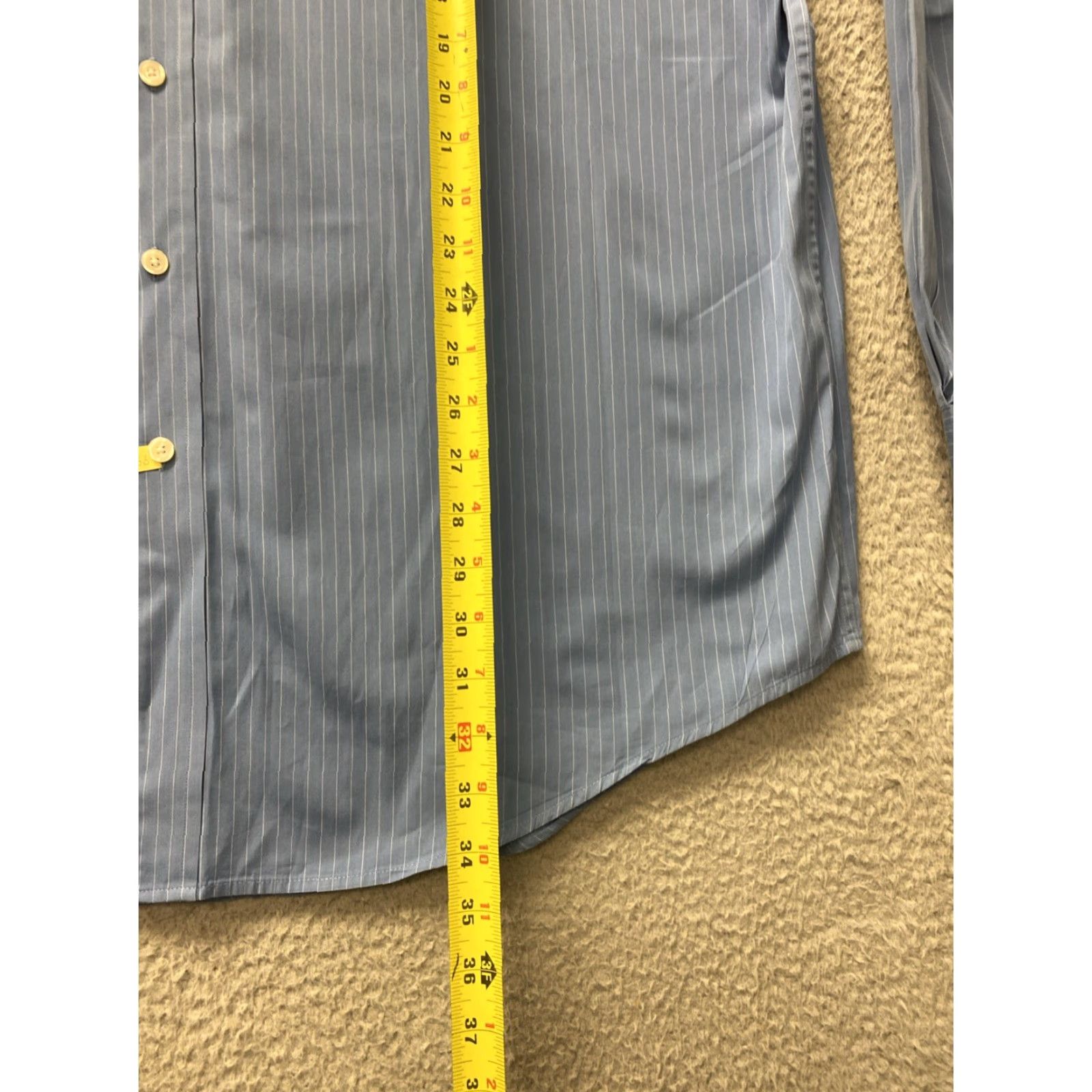 Roundtree & Yorke Roundtree & Yorke Button-Down Shirt Mens 2XT Blue Long Sleeve Striped Non-Iron Regular Size US XXL / EU 58 / 5 - 6 Thumbnail