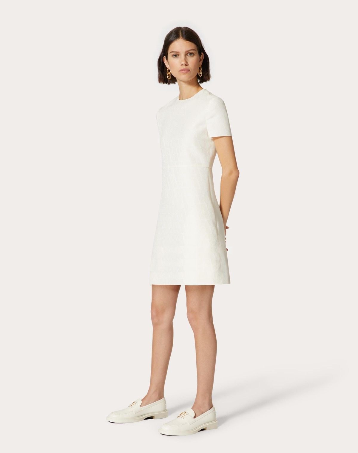 Valentino o1s1wg110525 Toile Iconographe Short Dress in White Size S / US 4 / IT 40 - 3 Thumbnail