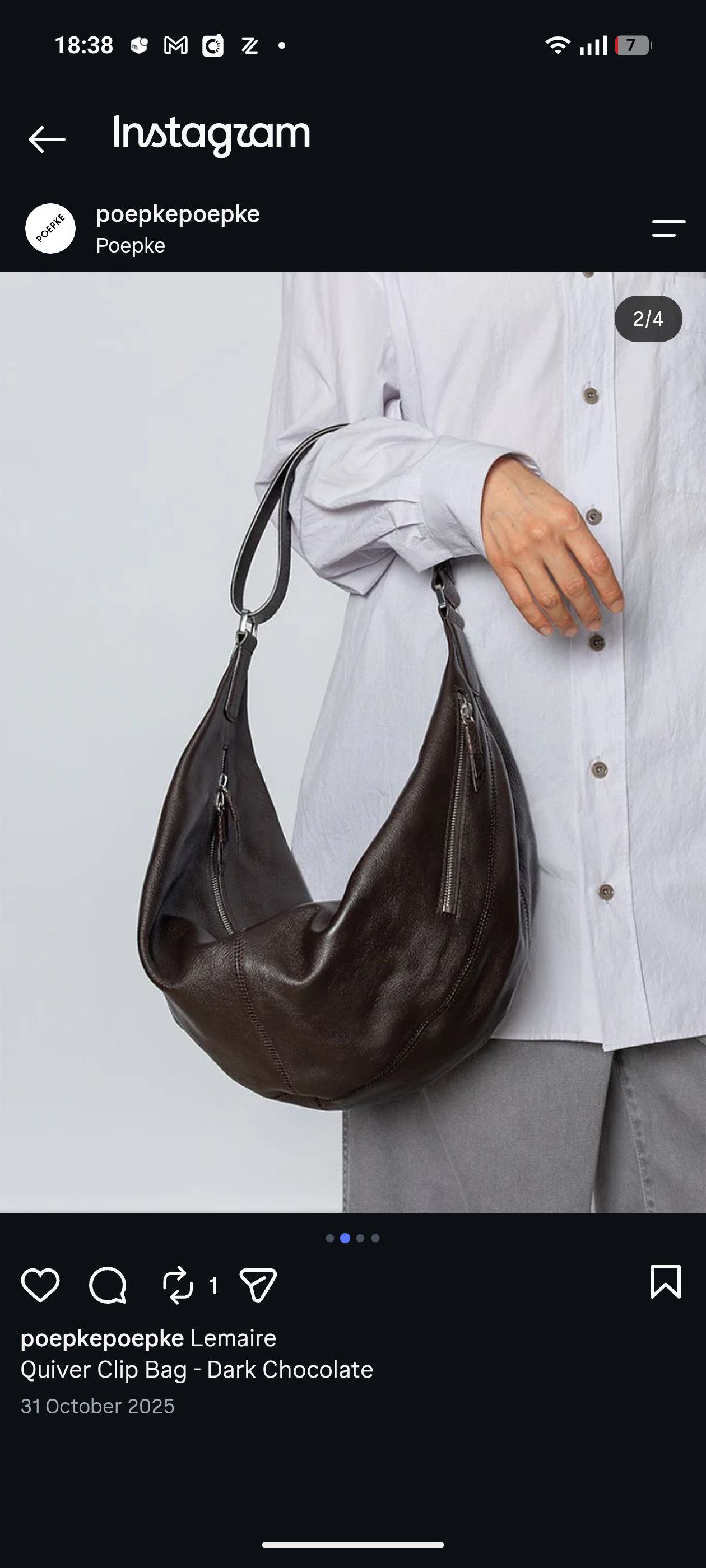 Lemaire LEMAIRE QUIVER CLIP BAG soft game croissant the row loewe Size ONE SIZE - 12 Thumbnail