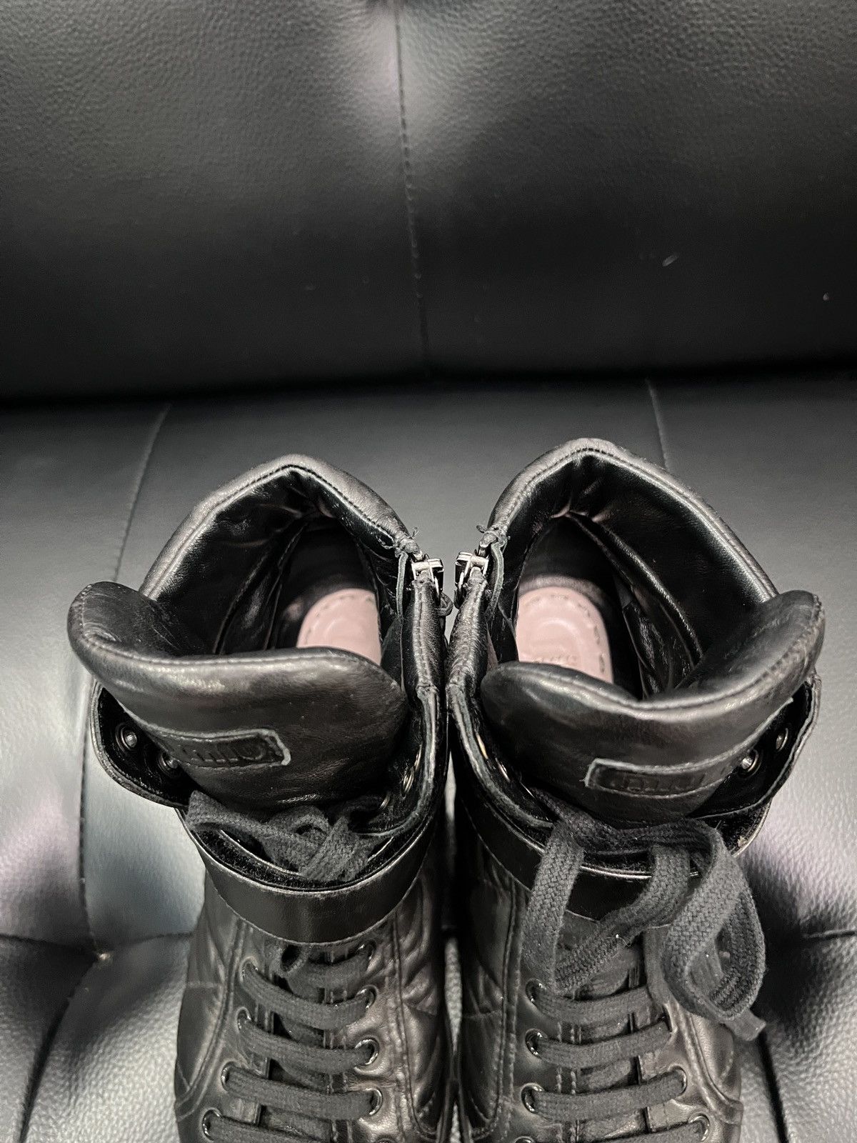 Miu Miu Miu Miu Metal Toe Lace-Up Wedge High-Top Boots Size US 7.5 / IT 37.5 - 15 Thumbnail