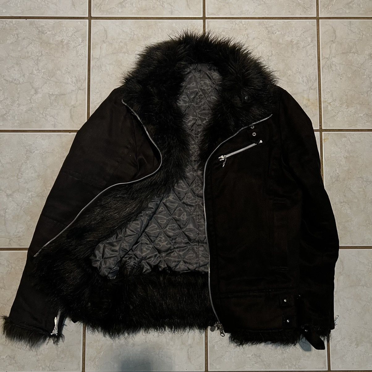 トップス early 00s TORNADO MART Fur Cardigan M 00S Tornado Mart Leather Fur Jacket- Black (Used), From