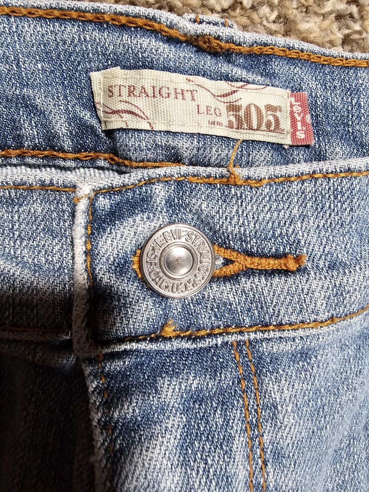 Levi's Levis 505 Straight Leg Sz 12 Long Women's Denim Jeans Stains Size 34" / US 12 / IT 48 - 2 Thumbnail