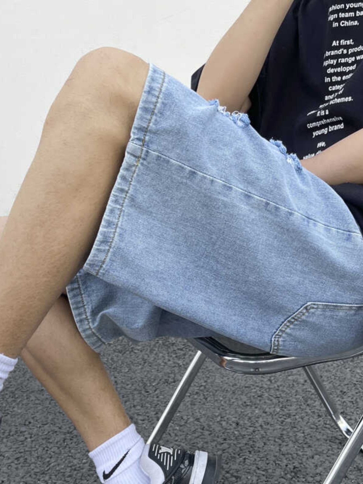 Japanese Brand × Jean Retro loose casual distressed denim shorts Size US 30 / EU 46 - 3 Thumbnail