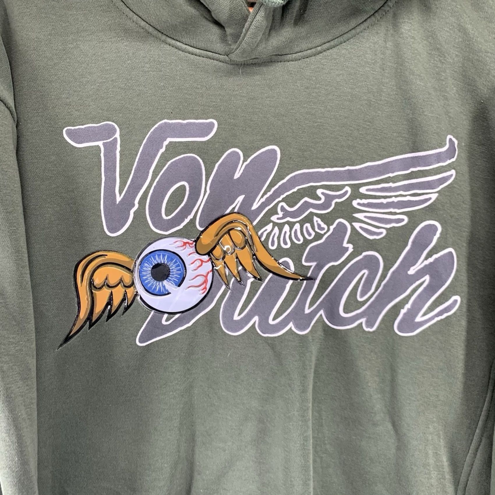 Von Dutch VON DUTCH Hoodies Pullover Green Graphic Print Oversized Long Sleeve Logo Pocket Eyeball Winged 90s Designer Retro Size US M / EU 48-50 / 2 - 3 Thumbnail