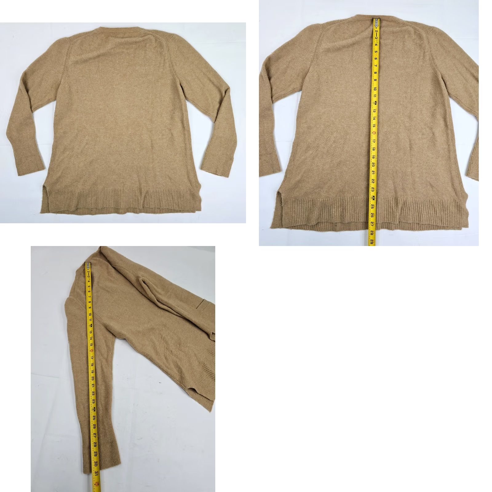 J.Crew J.Crew Merino Wool & Alpaca V-Neck Tunic w/ Pockets Women L – Tan Knit Sweater Size L / US 10 / IT 46 - 8 Thumbnail