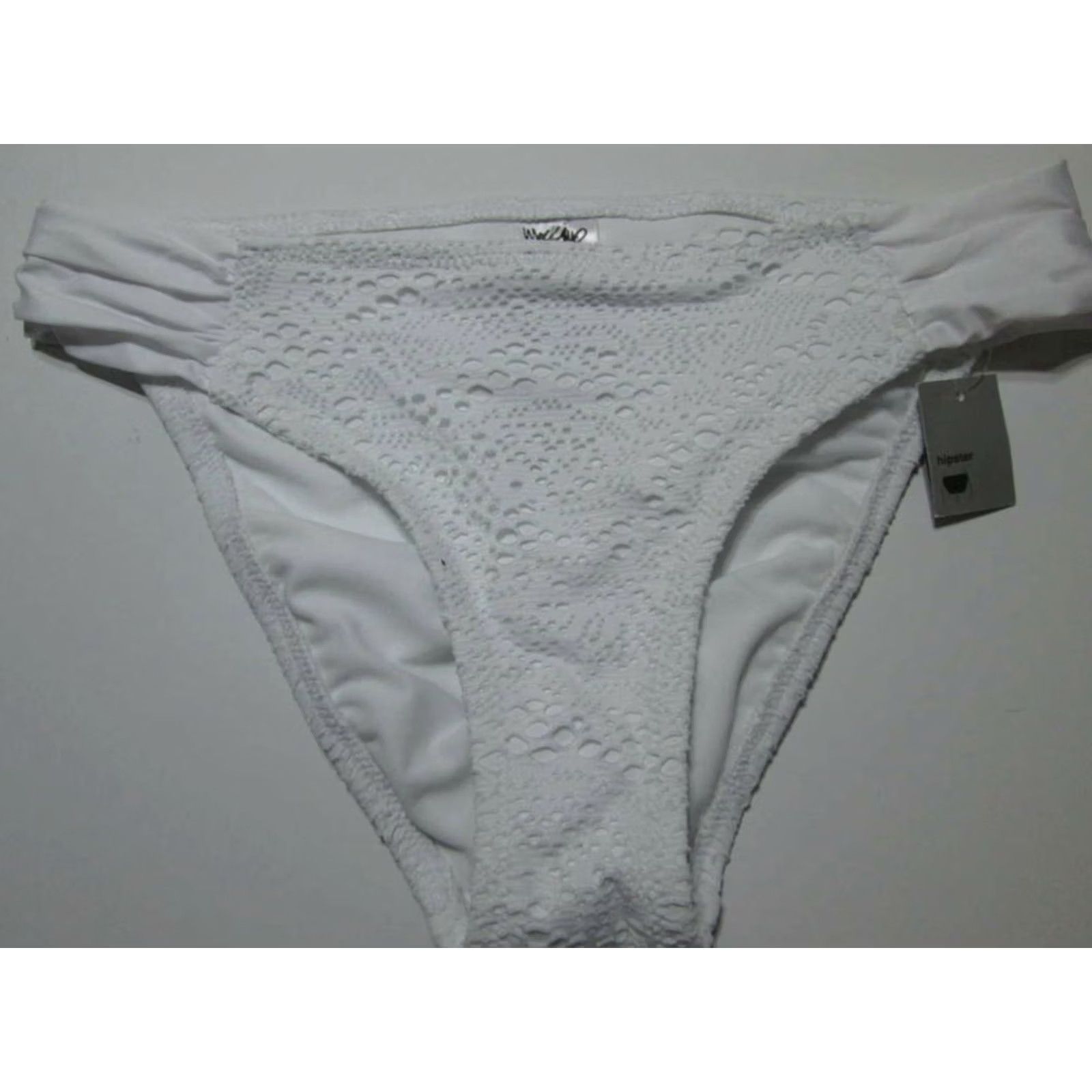 Mossimo Mossimo Womens Bikini Bottom L White Eyelet Hipster Solid BeachSea Life Swimwear Size 36" / US 14 / IT 50 - 2 Thumbnail
