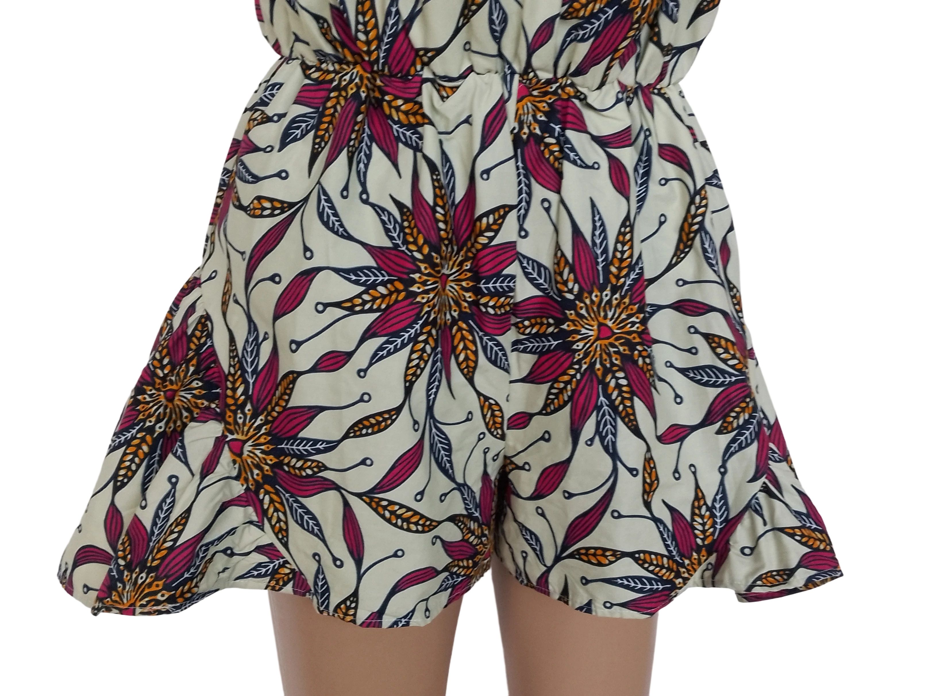 Other Women African Batik Print Jumpsuit Unique Vintage Romper Size 28" / US 6 / IT 42 - 6 Thumbnail
