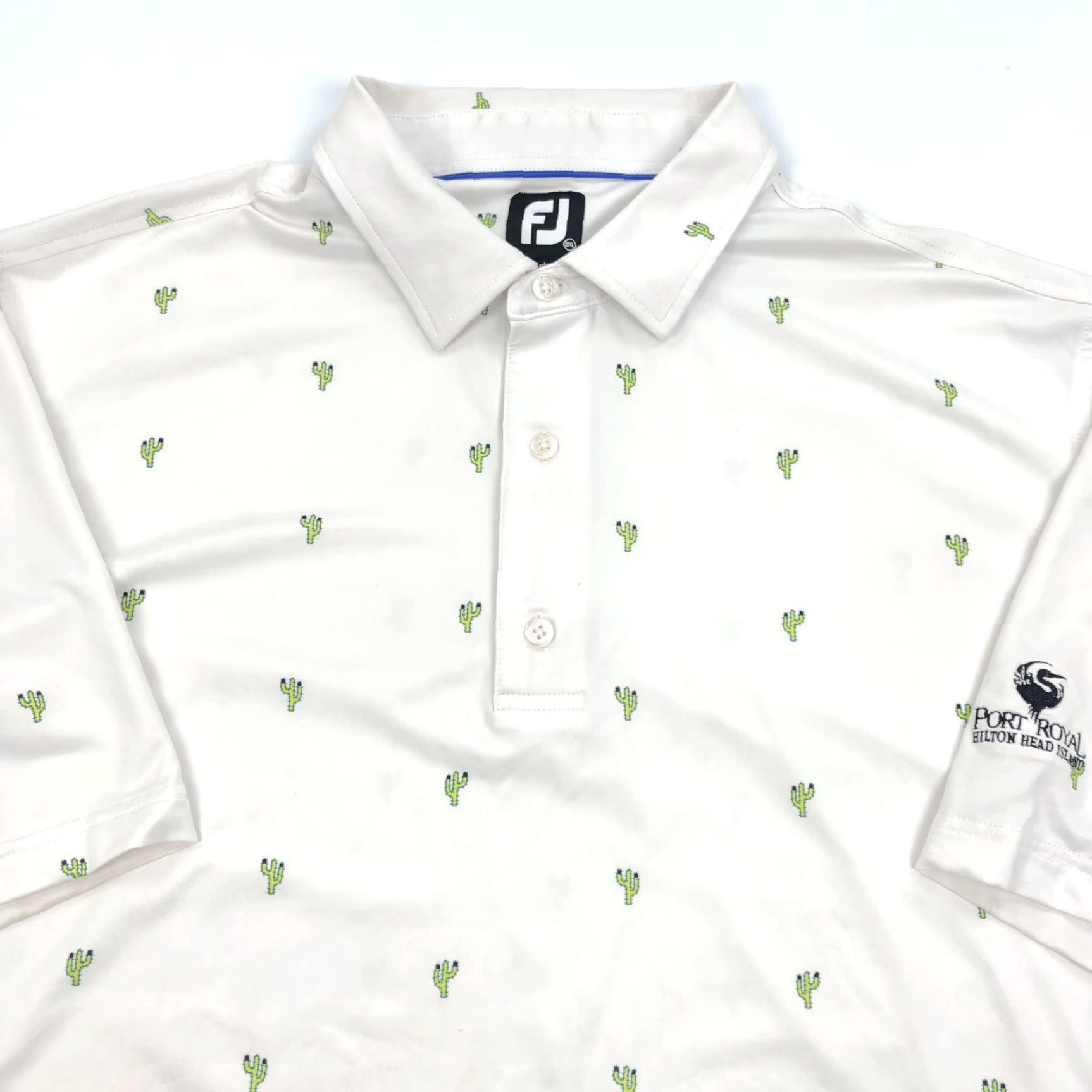 Footjoy FootJoy Polo Shirt Men 2XL White Cactus Print Golf Performance Breathable Moisture Wicking Short Sleeve Shirt Mens Size US XXL / EU 58 / 5 - 2 Thumbnail