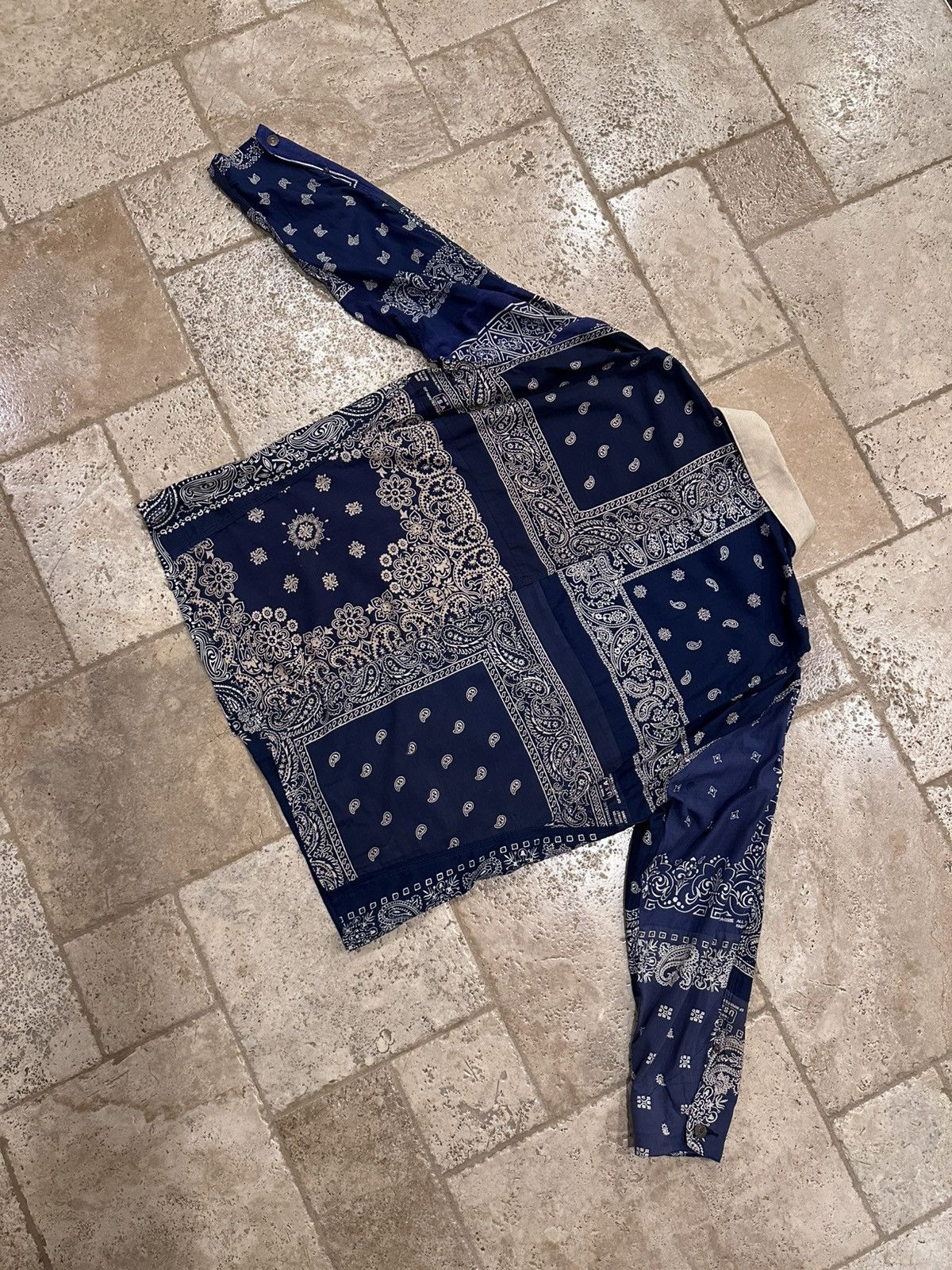 READYMADE Readymade Blue Bandana Paisley Burn Button Up Shirt Jacket Size US XL / EU 56 / 4 - 9 Thumbnail
