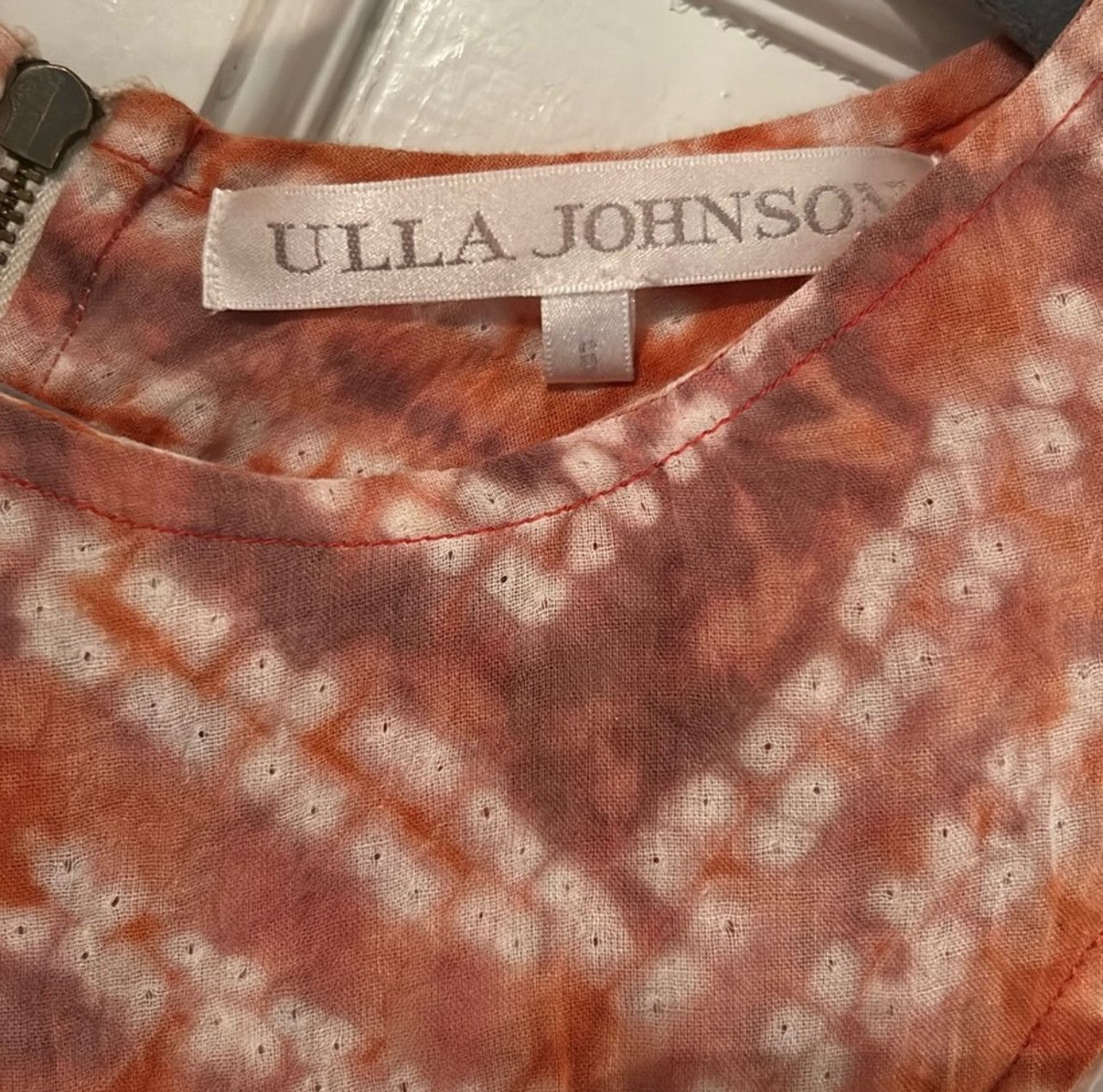 Ulla Johnson ULLA JOHNSON Vintage Orange Tie-Dye Knee Length Wrap Dress Size M / US 6-8 / IT 42-44 - 7 Thumbnail