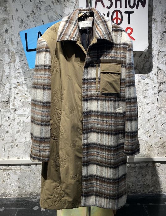 Feng Chen Wang Feng Chen Wang plaid patchwork coat M | Grailed