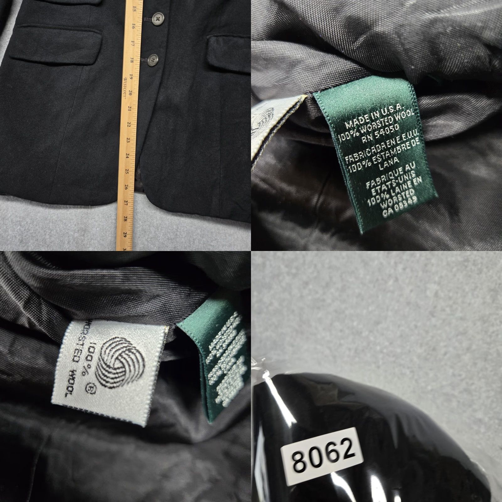 Ralph Lauren VINTAGE Lauren Ralph Lauren Blazer Womens 10P Black Five-Button 100% Wool Jacket Size L / US 10 / IT 46 - 9 Thumbnail