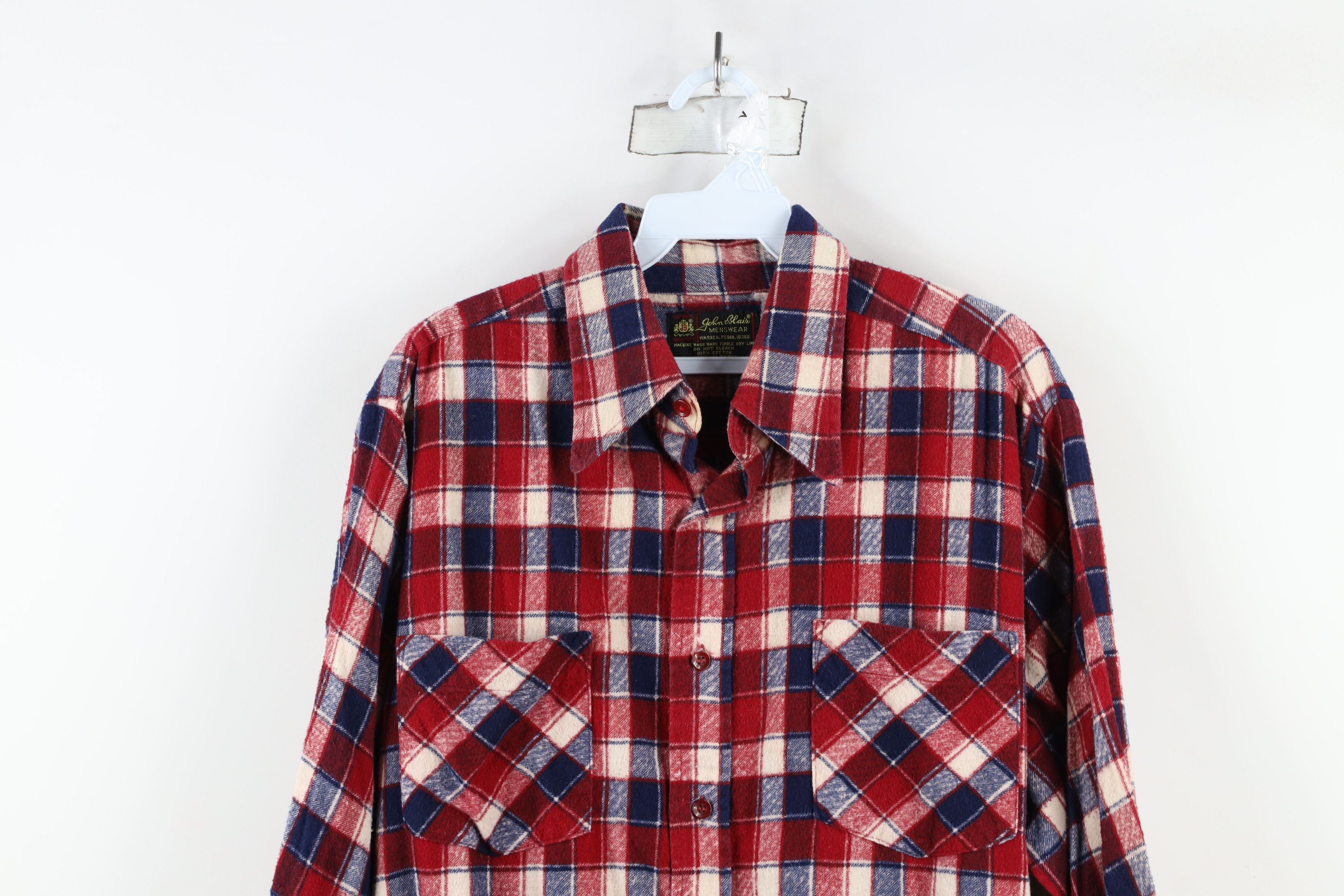 Vintage Vintage 70s Streetwear Collared Button Shirt Red Plaid Size US L / EU 52-54 / 3 - 2 Thumbnail